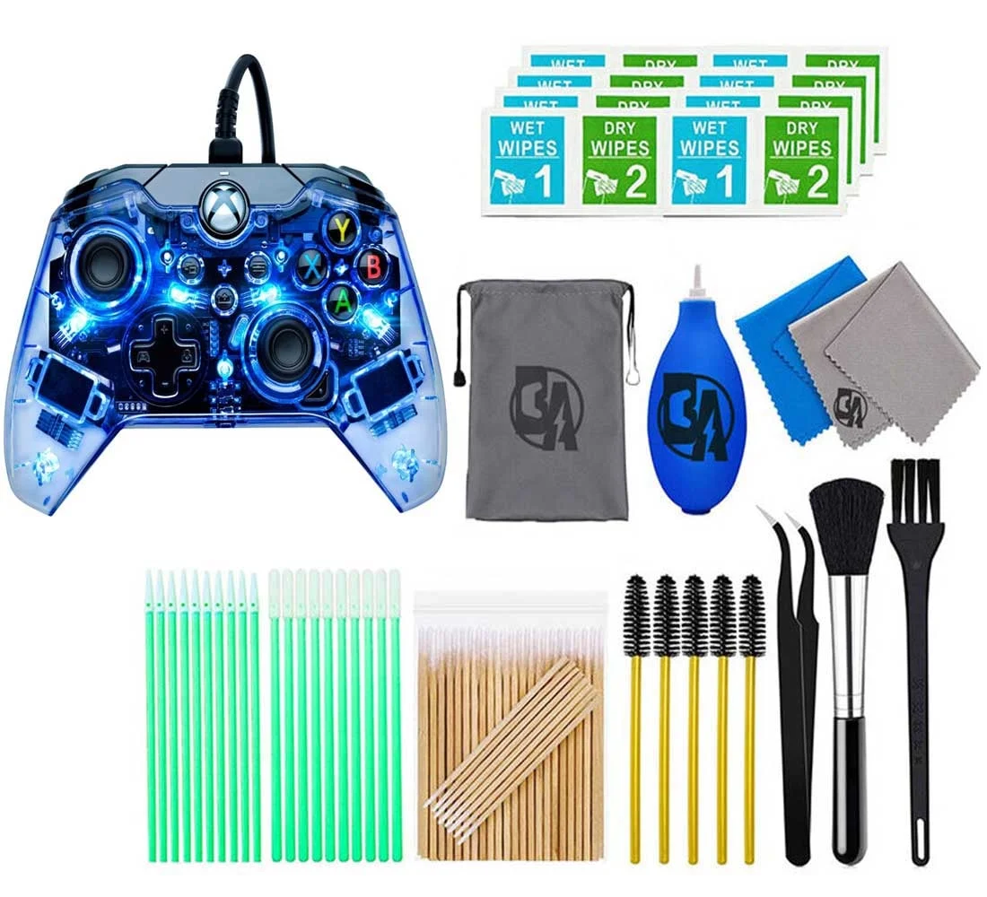 PDP Gaming - Afterglow™ Wired Controller - Xbox Series & Windows 10 - Transparent With Cleaning Manual Kit Bolt Axtion Bundle Used
