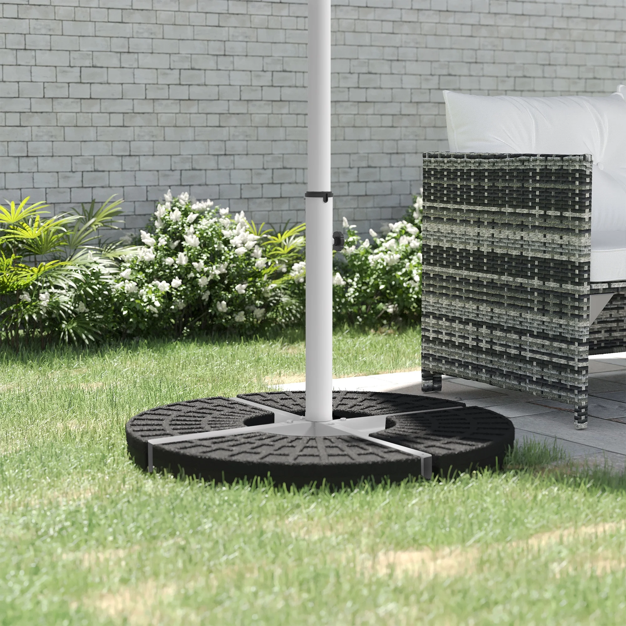 Outsunny Outdoor Universal Cross Brace Stand, Cross Umbrella Base, White