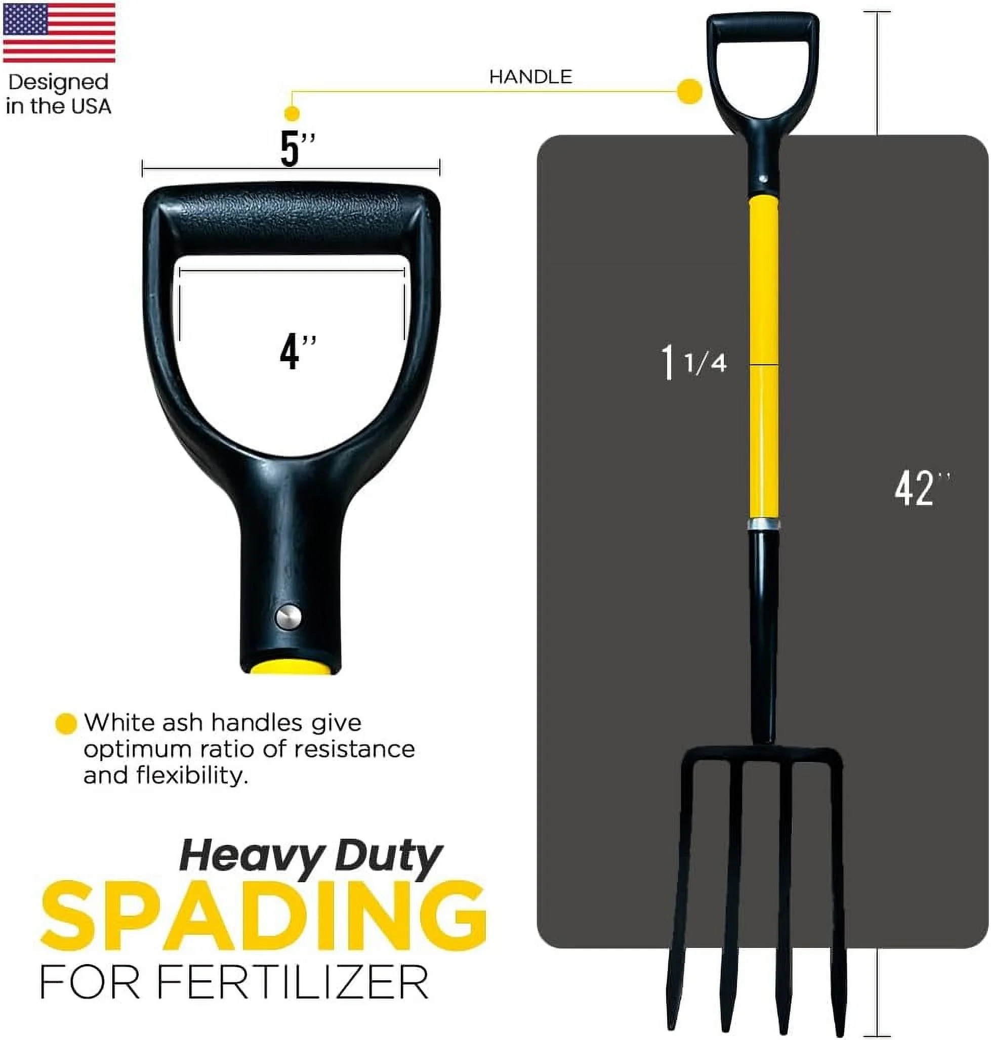 MWC 446699 4-Tine Pro Spading Digging Fork with Fiberglass D-Handle 30-Inch