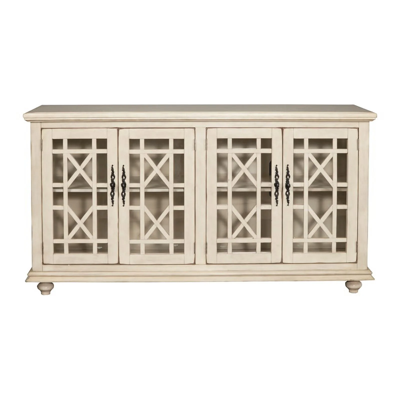 Home Square 2-Piece Set with Elegant Chairside Table & Jules TV Stand in White