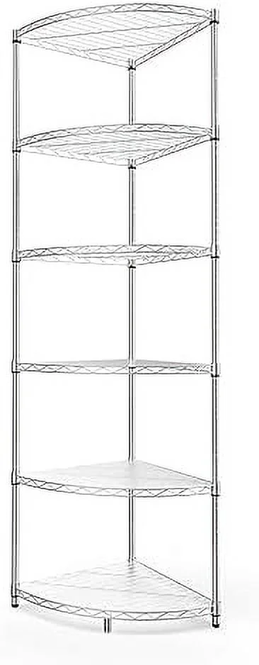 HVSDIMO 6-Tier NSF Metal Corner  Wire Shelving Unit  18" L x 18" D x 72" H - 420lbs Capacity  Adjustable  with Leveling Feet &  Liners - Ideal for Garage  Kitchen  Office