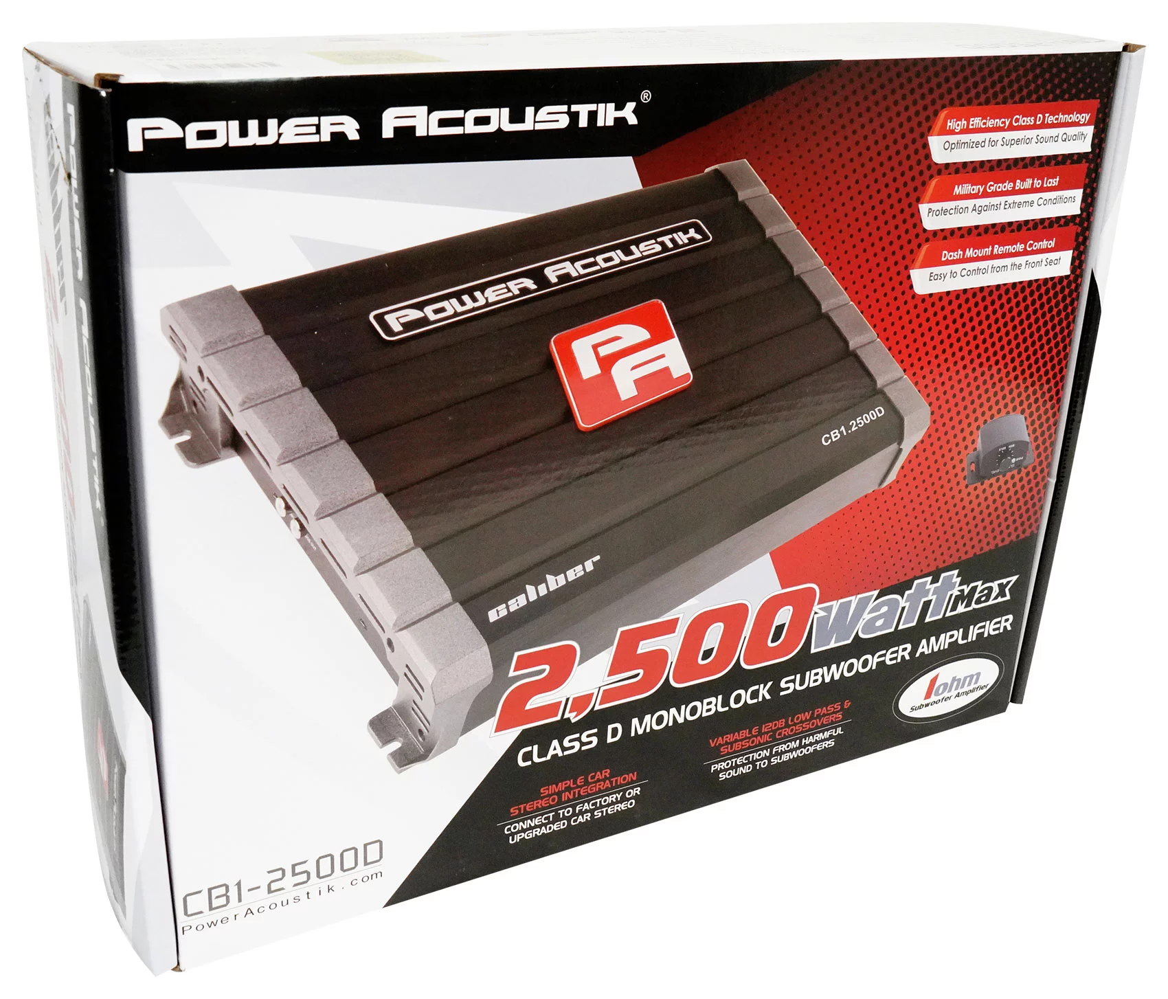 Power Acoustik CB1-2500D 2500w Class D Car Audio 1-Ohm Mono Amplifier+Amp Kit