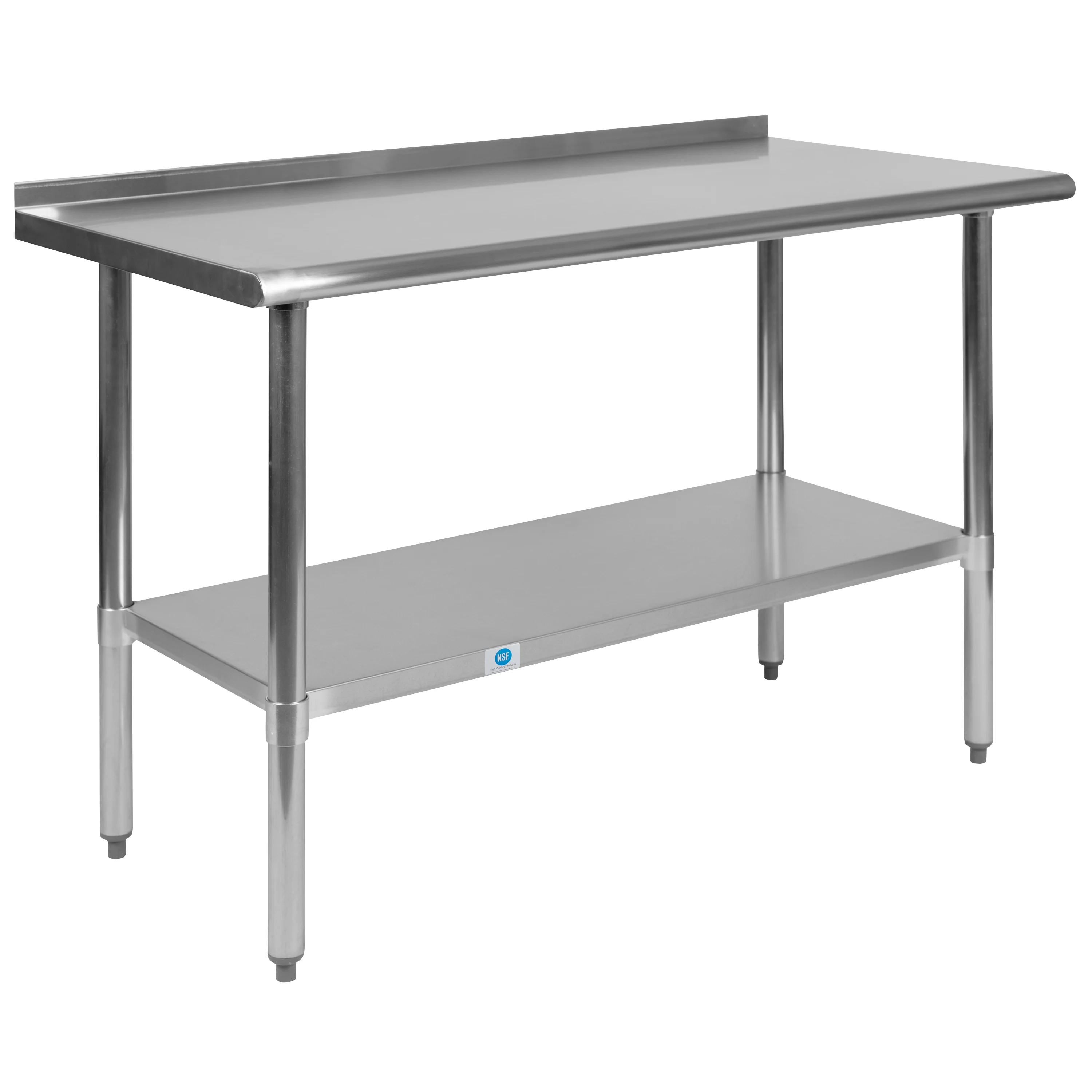 Flash Furniture Rawcliffe Stainless Steel 18 Gauge Prep and Work Table with 1.5
