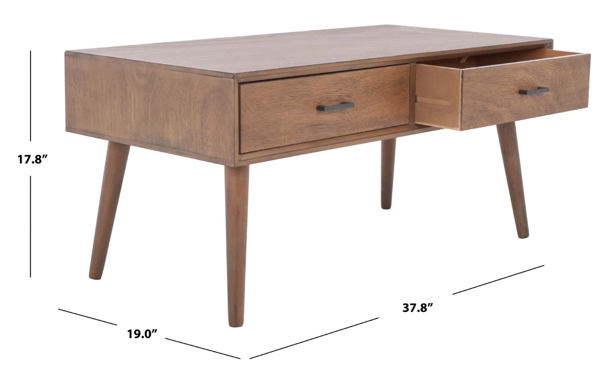 SAFAVIEH Mozart Mid-Century 2 Drawer Coffee Table, Brown