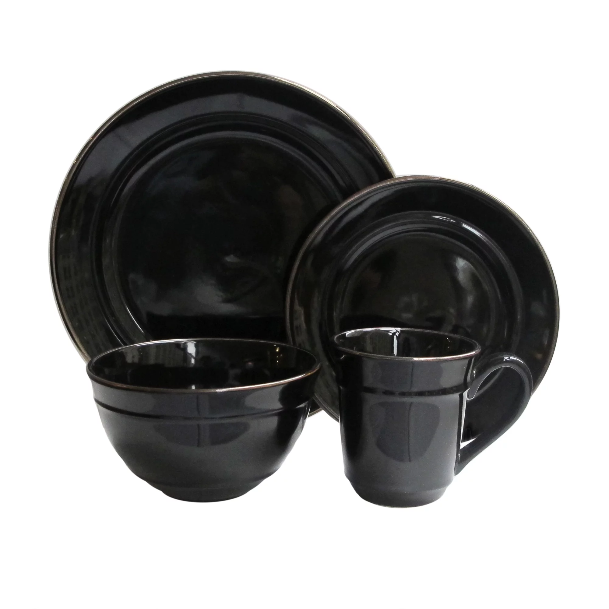 Better Homes & Gardens Farma 16 Piece Dinnerware Set, Black