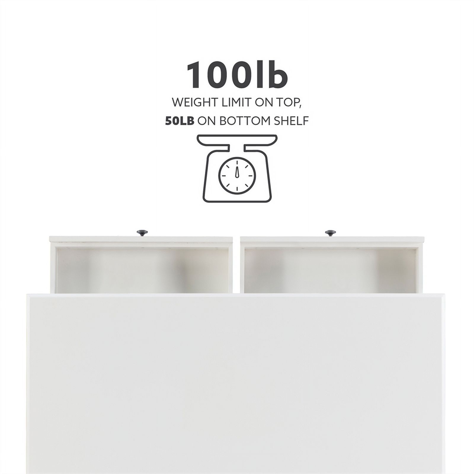 Linon Mavis Wood Coffee Table with 2 Drawers & Bottom Shelf in White