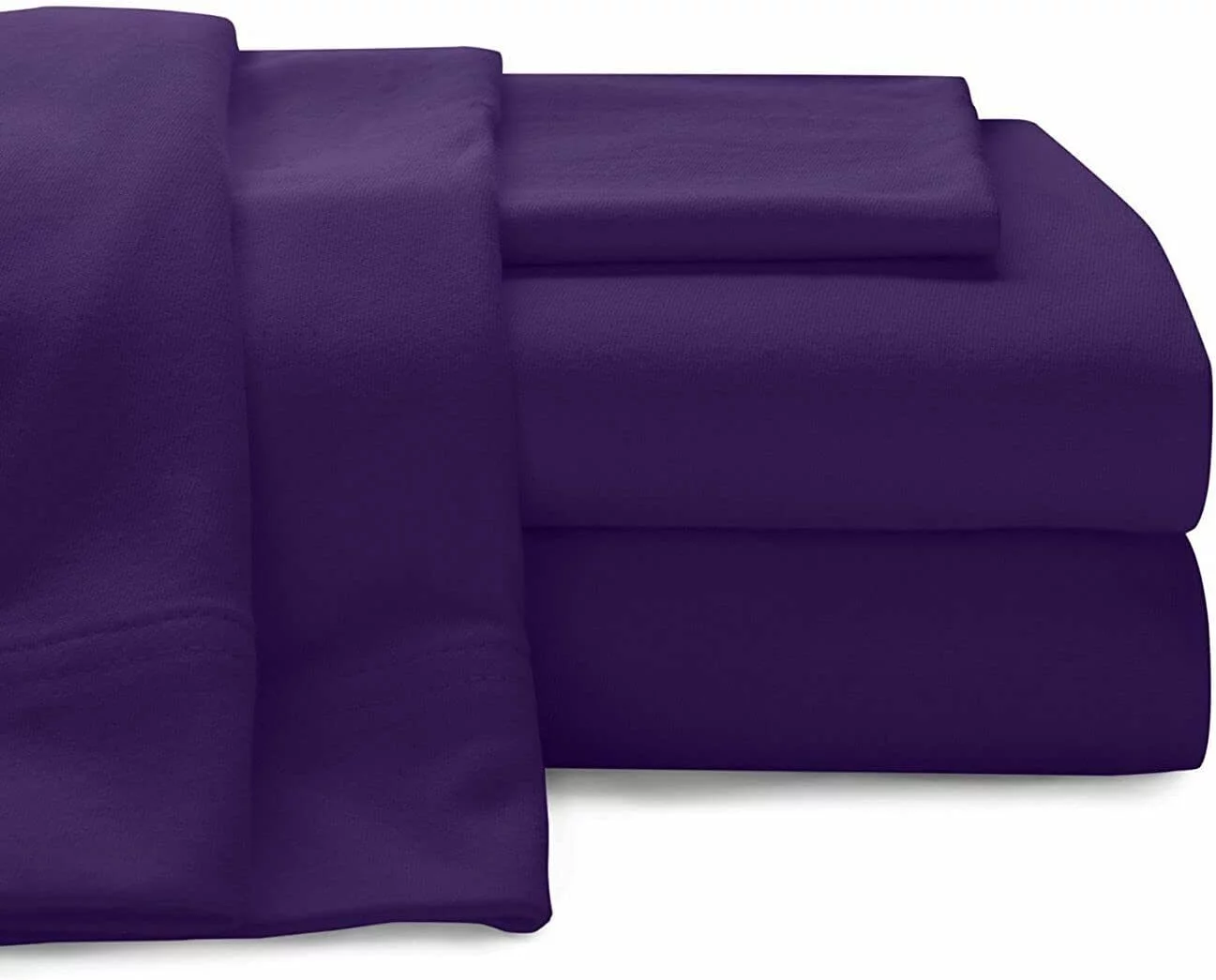 Fashi Flannel Sheet Set - 100% Cotton - Fitted + Flat + Pillow Cases Deep Pocket (Full, Purple)