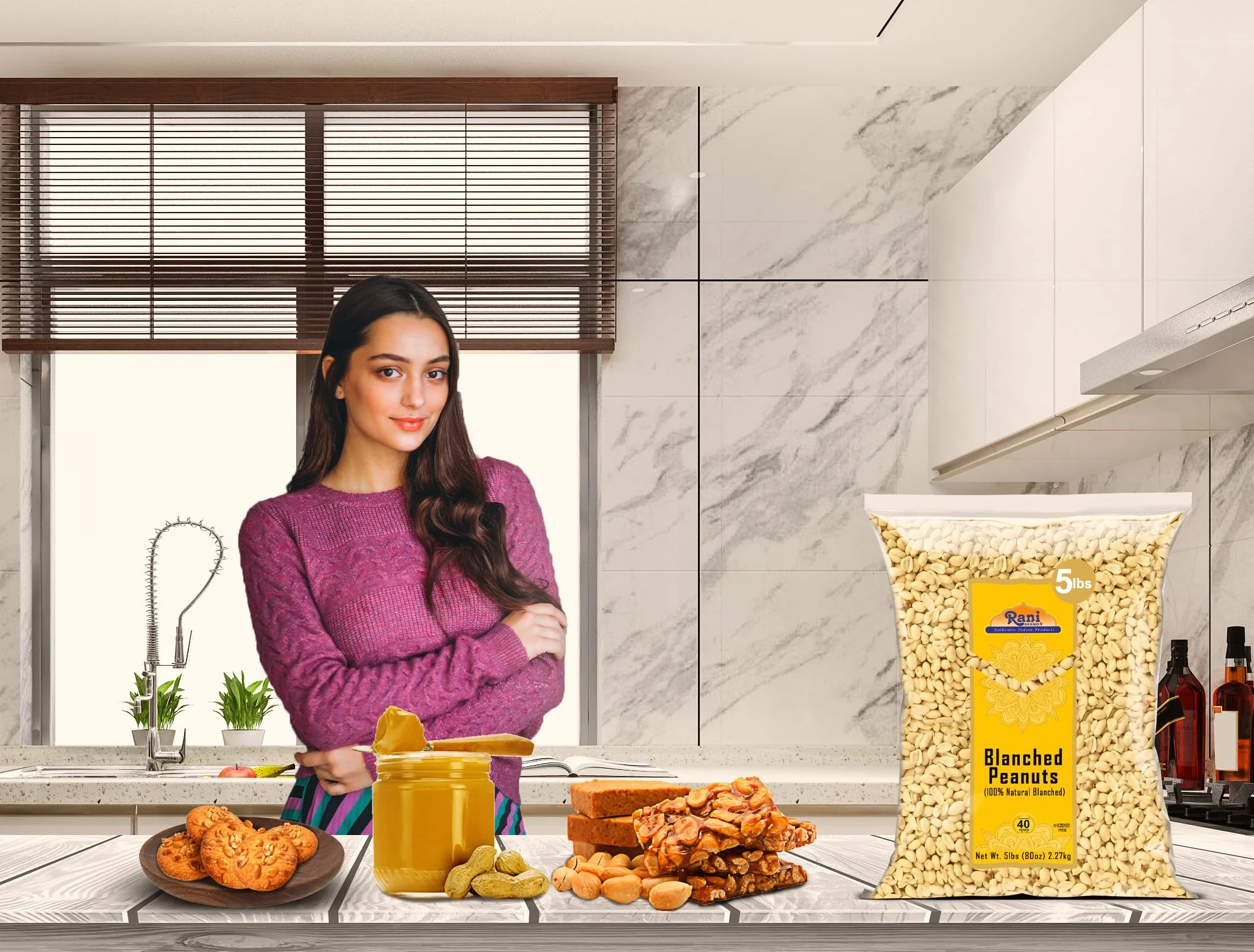 Rani Peanuts Skinless (Blanched, Uncooked) 80oz (5lbs) 2.27kg Bulk ~ All Natural | Vegan | Gluten Friendly | Kosher | Fresh Product of USA ~ Spanish Grade Groundnuts