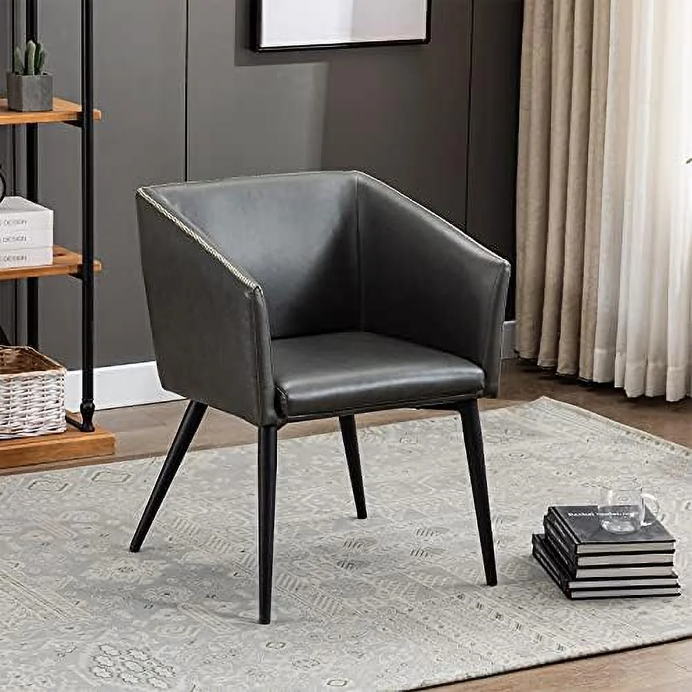 TJUNBOLIFE Duhome Modern Accent Chair PU Leather Dining Chair Armchair Desk Chair Mid Back for Dining Room Kitchen Room Living Room  Dark Brown