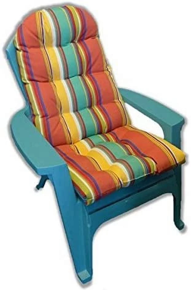 RSH Décor: Indoor Outdoor Tufted Adirondack Patio Chair Seat Cushion | All Weather, Water and Fade Resistant Polyester Fabric | 42.5” H x 21” W | Bright Colorful Stripe