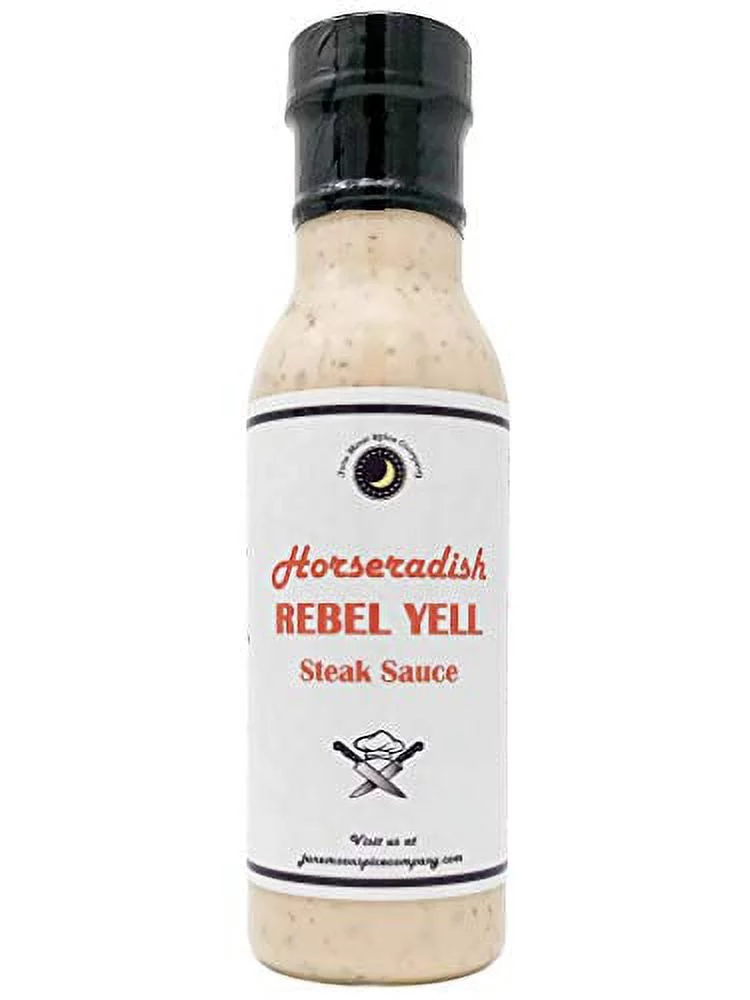 Horseradish Rebel Yell Steak Sauce | Premium | 12 fl. oz. | Crafted in Small Batches by June Moon Spice Company