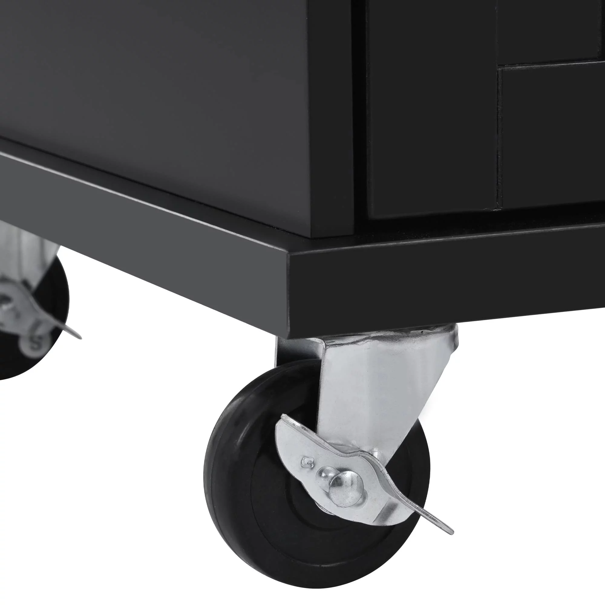 Kitchen Island on Wheels with Two Locking Wheels, Rolling Kitchen Island with Solid wood desktop, Kitchen Island Cart with Microwave Cabinet, 2 Drawers, Shelves, Spice Rack, Towel Rack （Black）