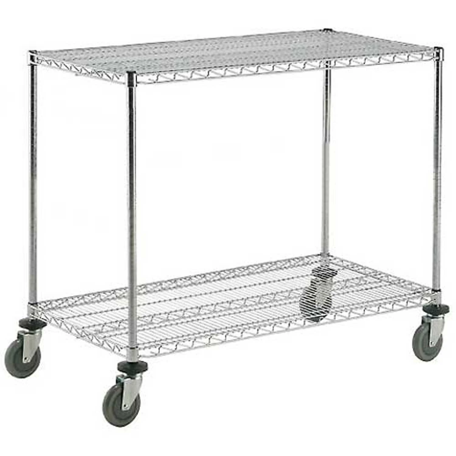 Nexel® Adjustable Chrome Wire Shelf Cart w/2 Shelves 800 Ib. Capacity 48