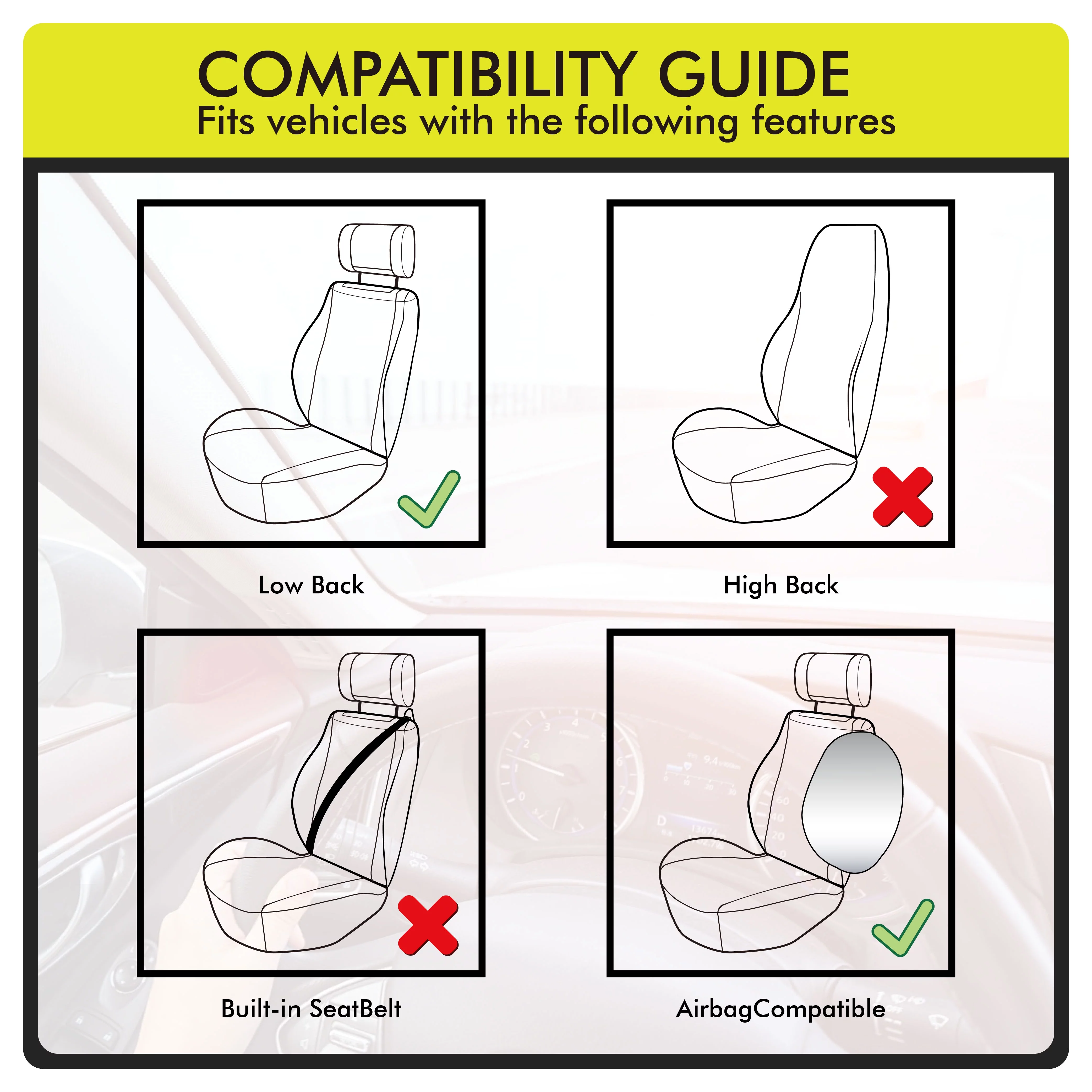 Auto Drive Grey Leopard Faux Leather Car Seat Covers, Set of 2, YT040