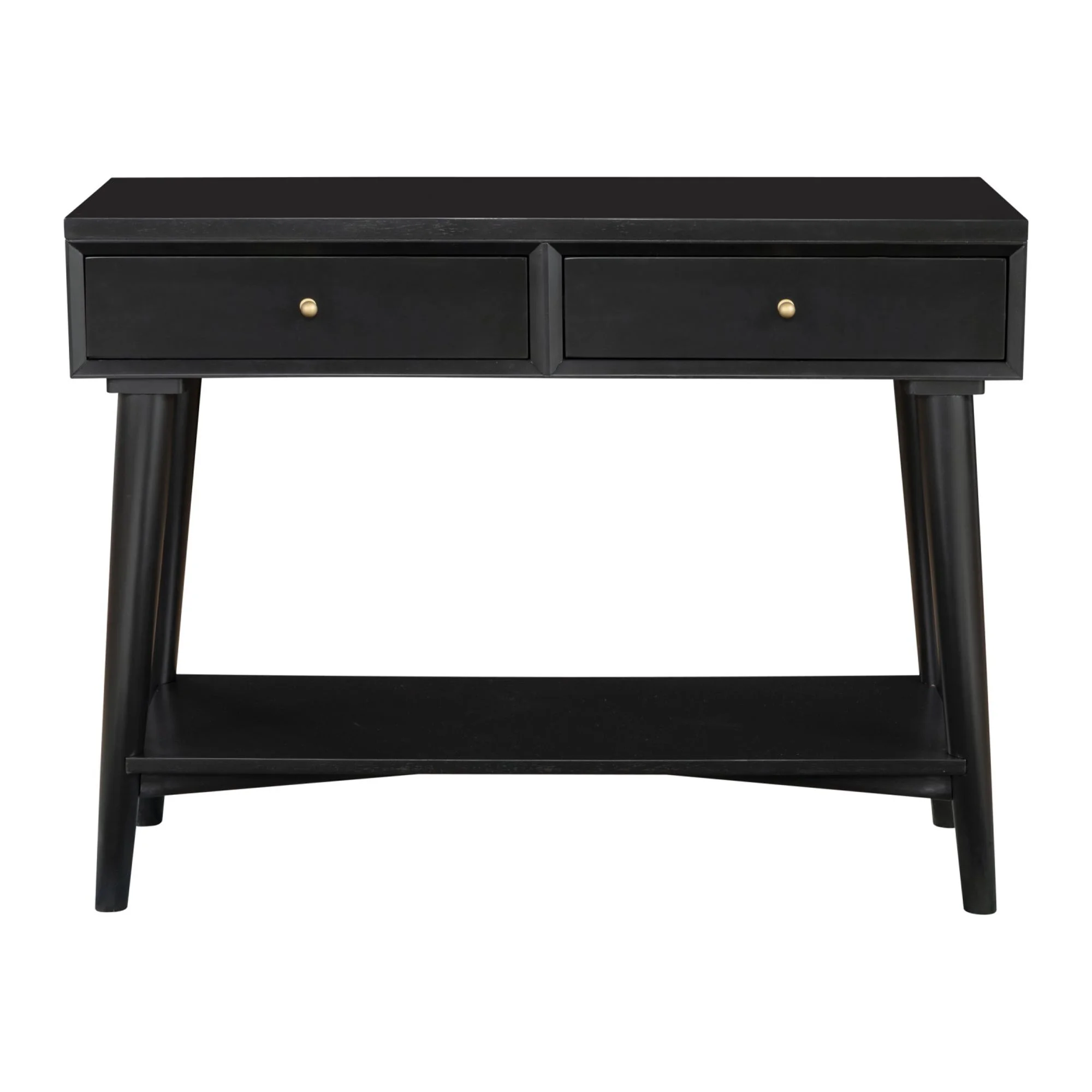 Alpine Furniture Flynn Wood Console Table with 2 Drawers in Black