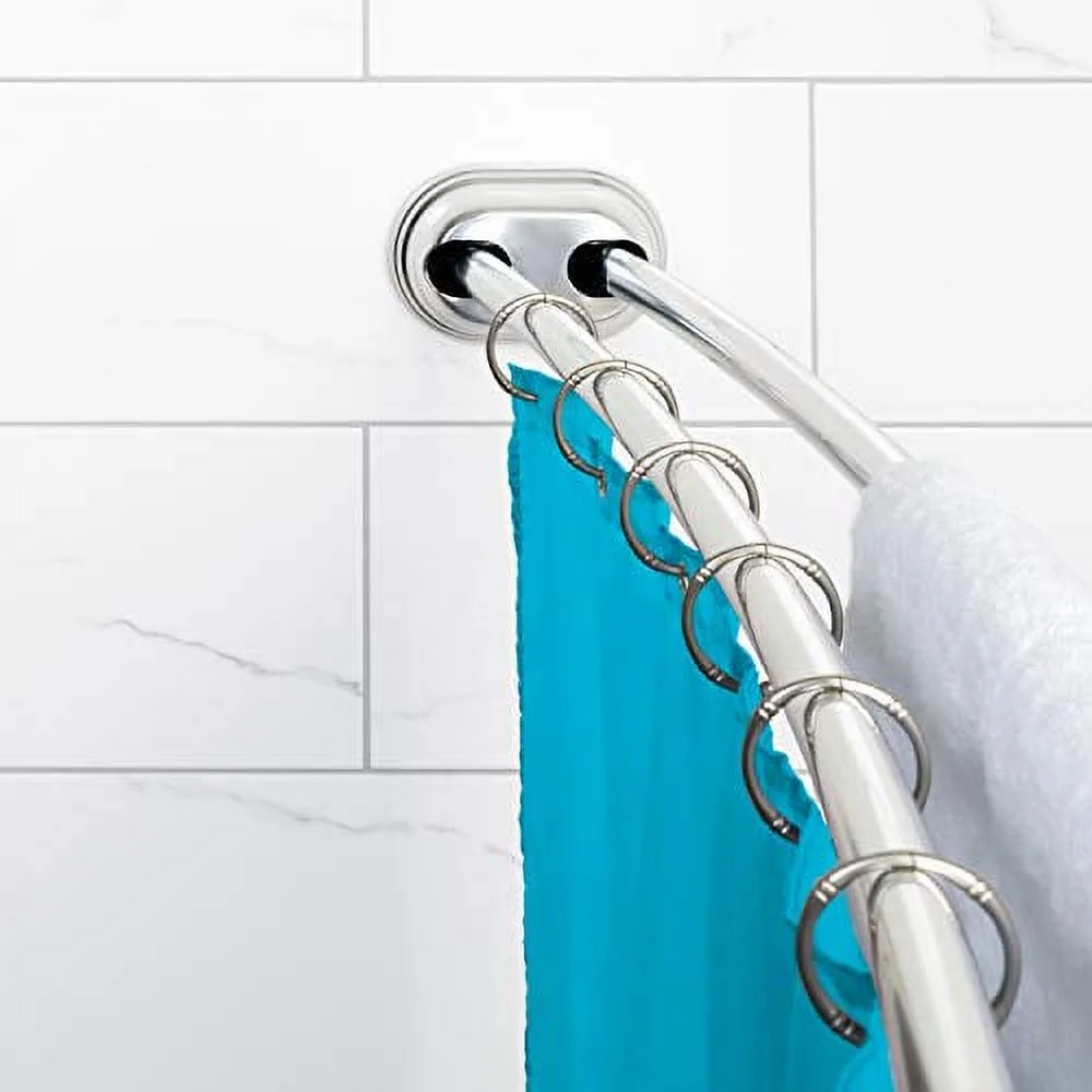 Zenna Home 35644SS, NeverRust Aluminum Double Curved Tension Shower Curtain Rod, 50 to 72-Inch, Chrome