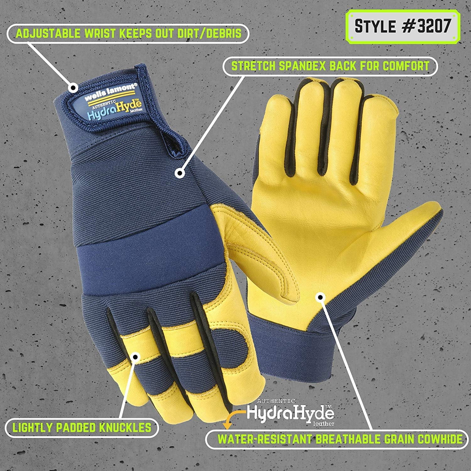 Wells Lamont Wells Lamont HydraHyde Adjustable Wrist Work Glove