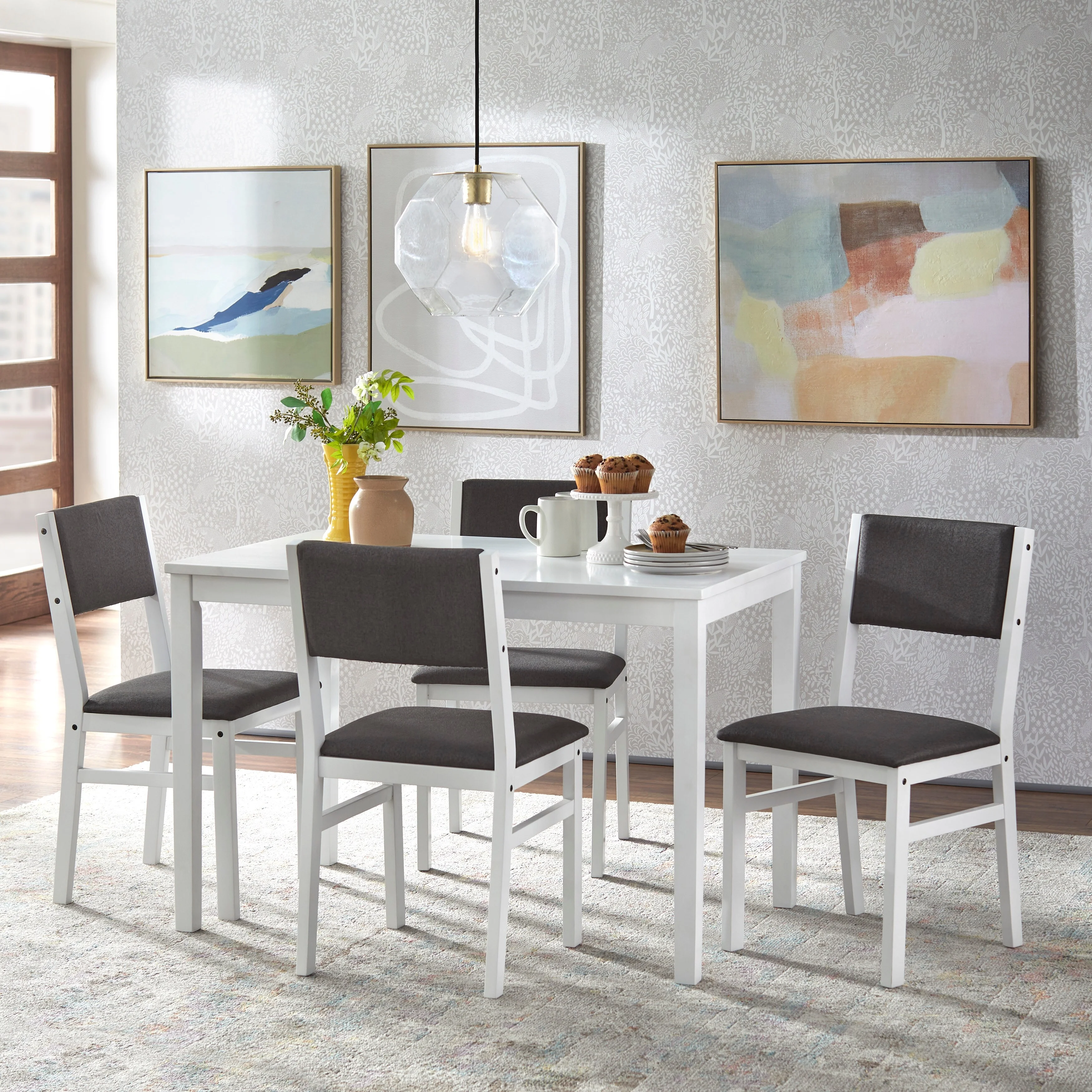 Simple Living  Jules 5-piece Solid Wood Dining Set White