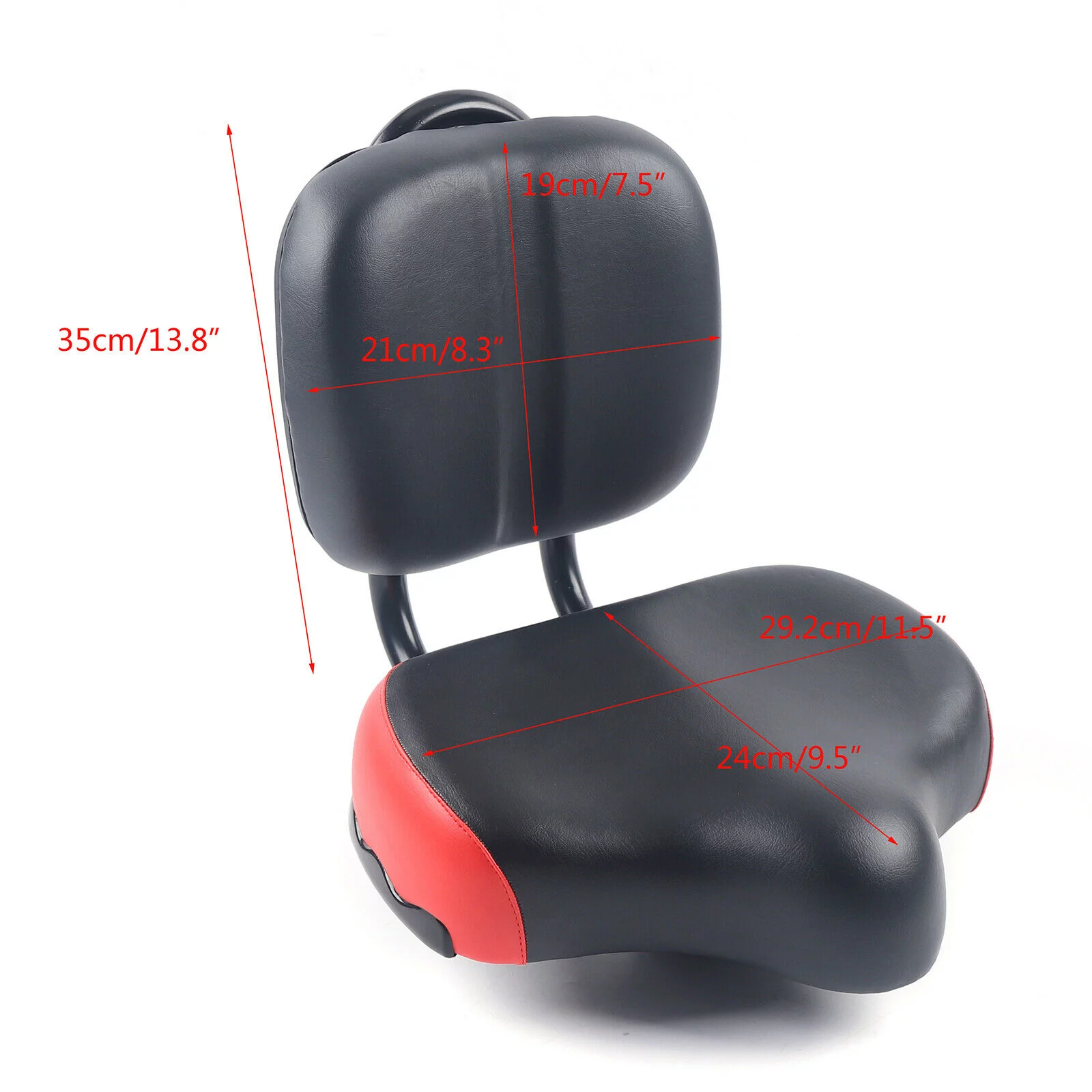 CNCEST Bicycle Saddle Bike Seat Cushion Cycling Seat Cushion Bike Bicycle Tricycle Saddle Seat Wide Soft with Backrest Black&Red