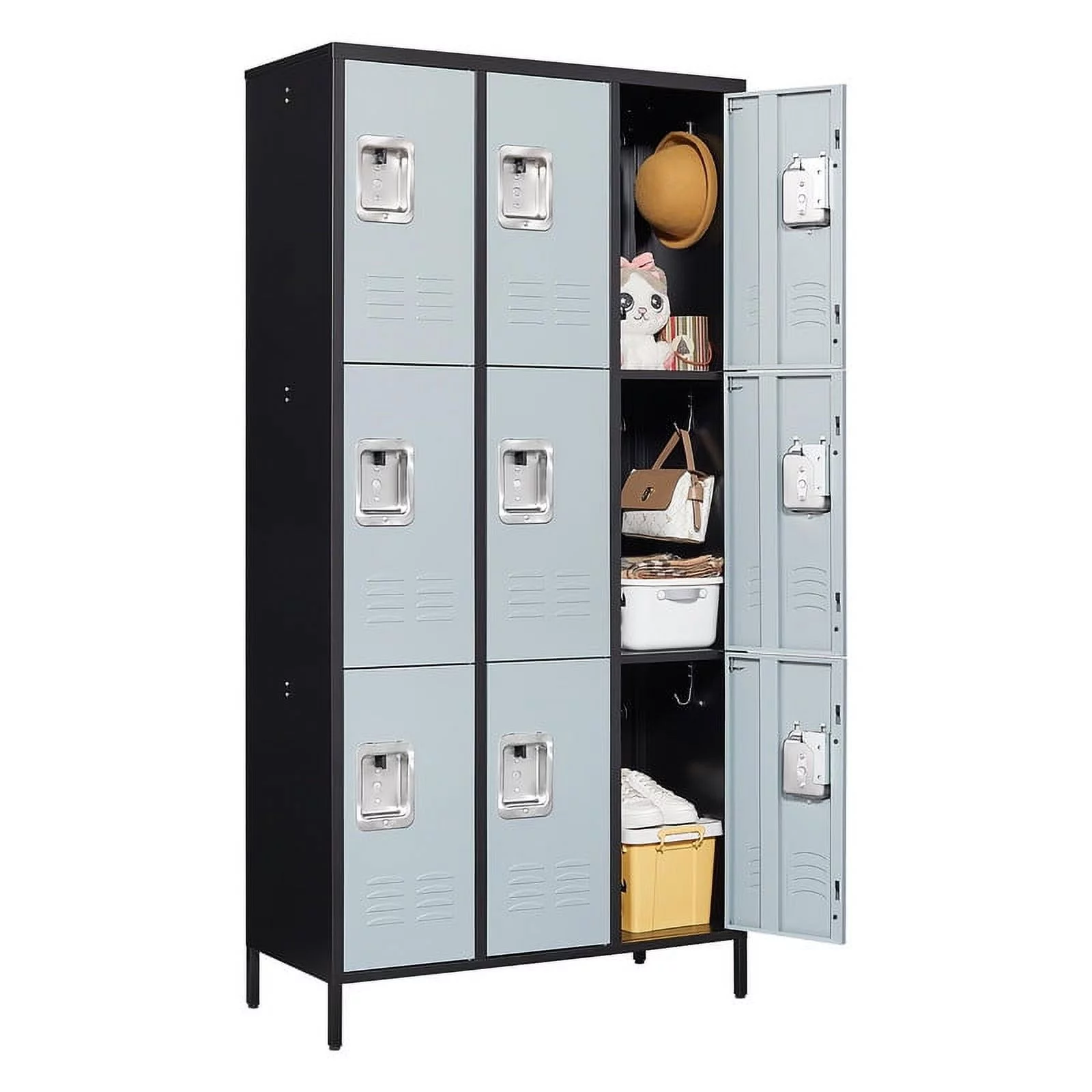 Fesbos Locker, Metal Locker for Employees, Large Steel Storage Locker Cabinet-9 Doors Lockers Organizers for School Gym Home Office Staff,Unassembled