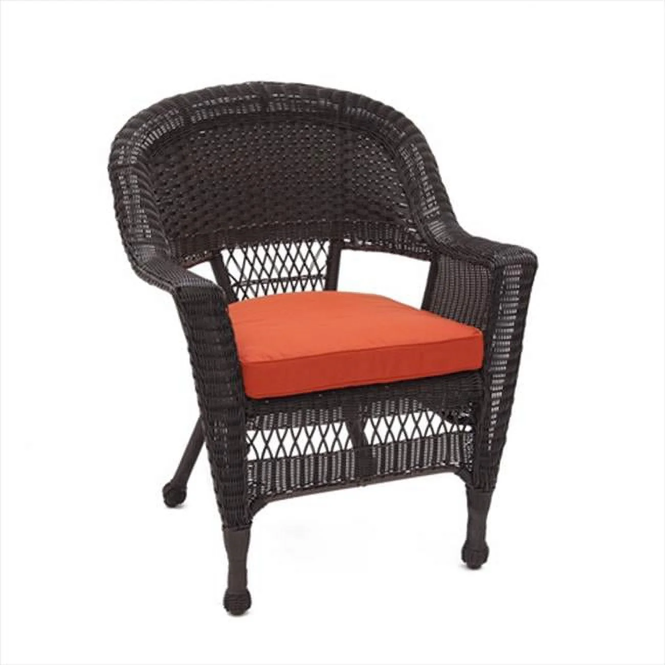 Jeco W00201-C-FS018 Espresso Wicker Chair With Red Cushion