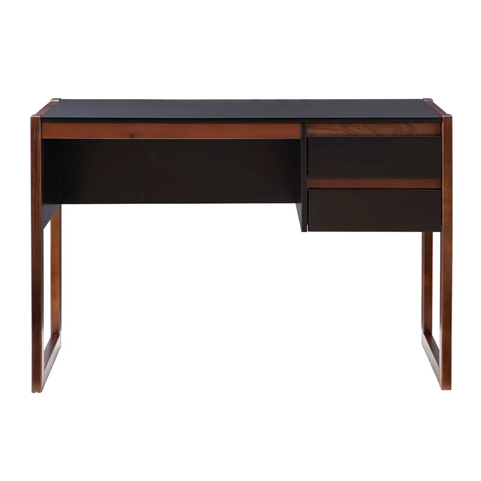 Linon Brock Wood Two Drawer Desk in Black and Walnut
