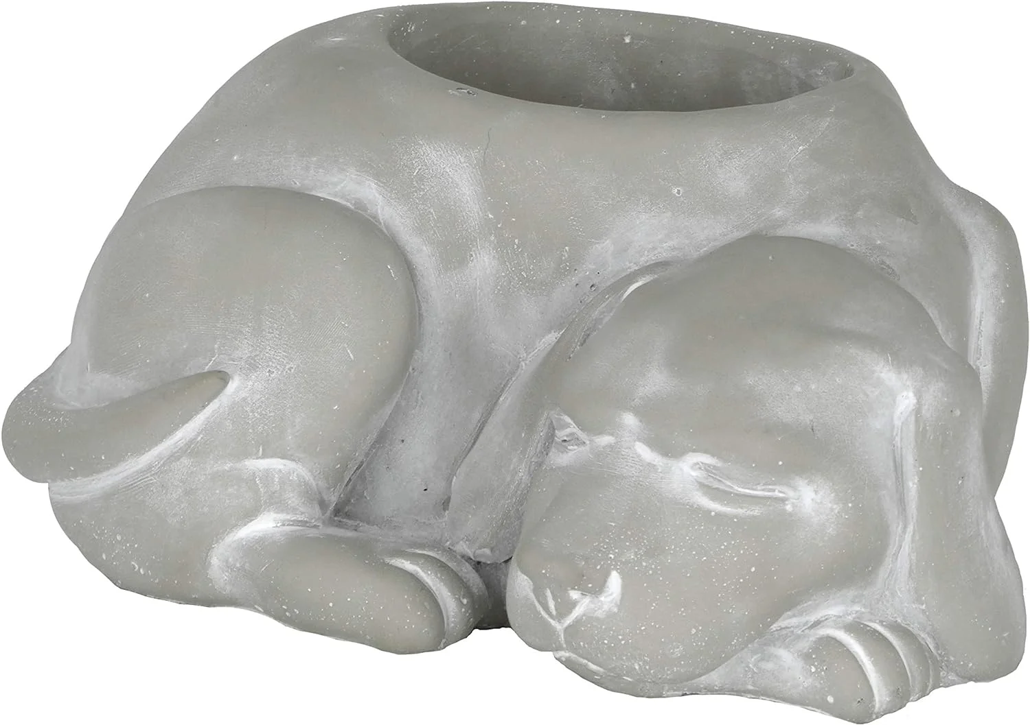Cement Buddies Indoor Outdoor Planter With Drainage Hole, Sleeping Dog, Small, Natural Gray, 7In
