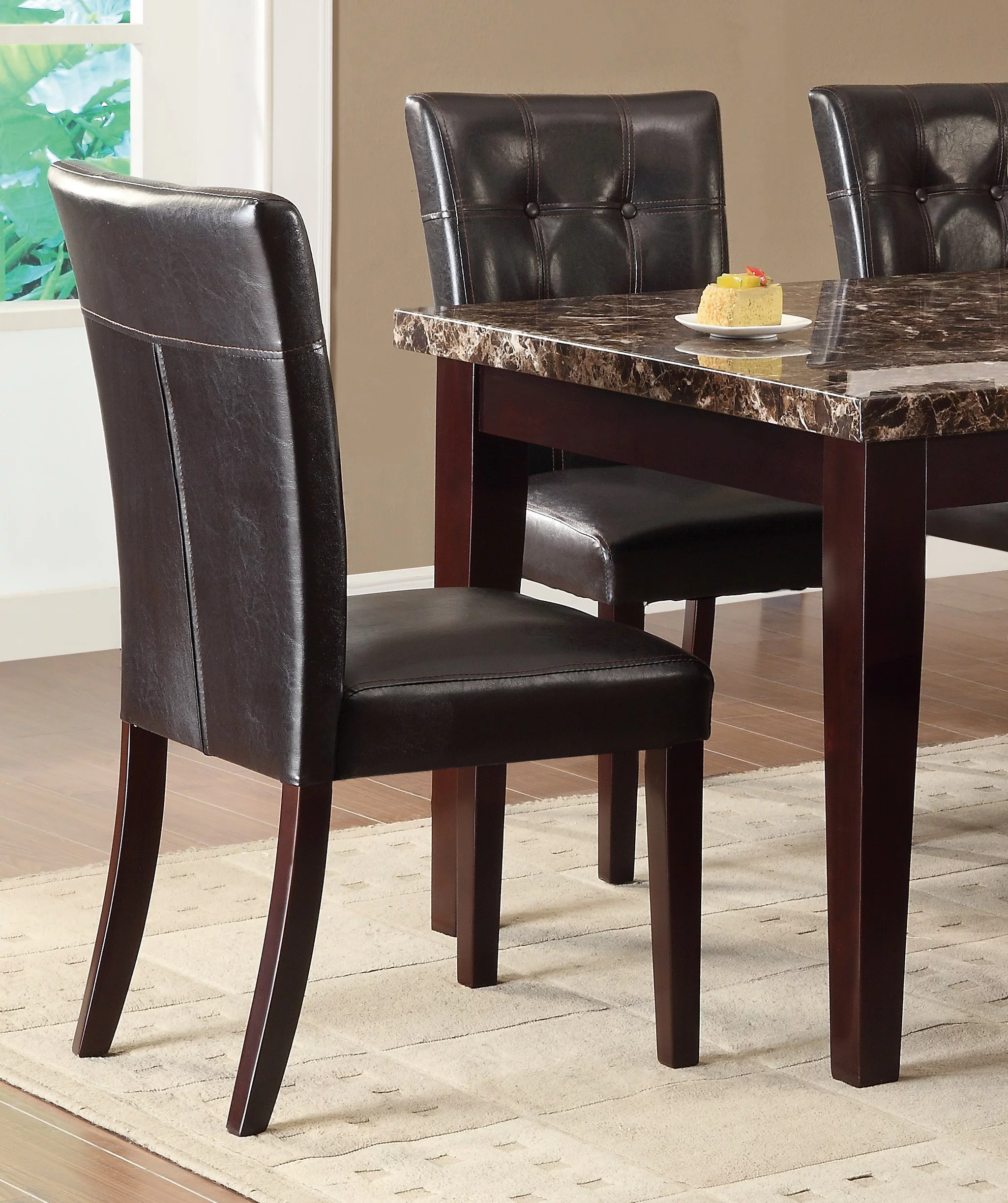 CoSoTower Button-Tufted Side Chairs Set of 2Pc Wood Frame Espresso Finish Dining Furniture