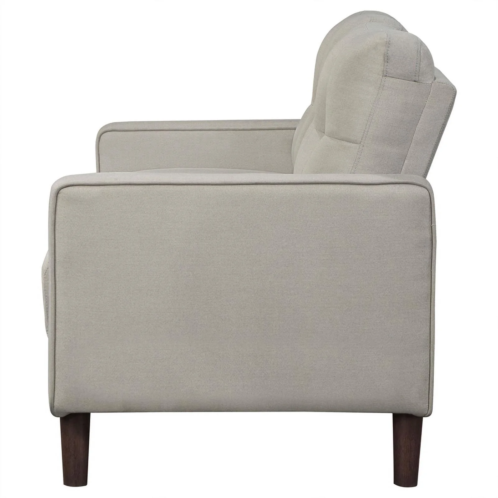 Pemberly Row Upholstered Fabric Loveseat with Track Arms in Beige