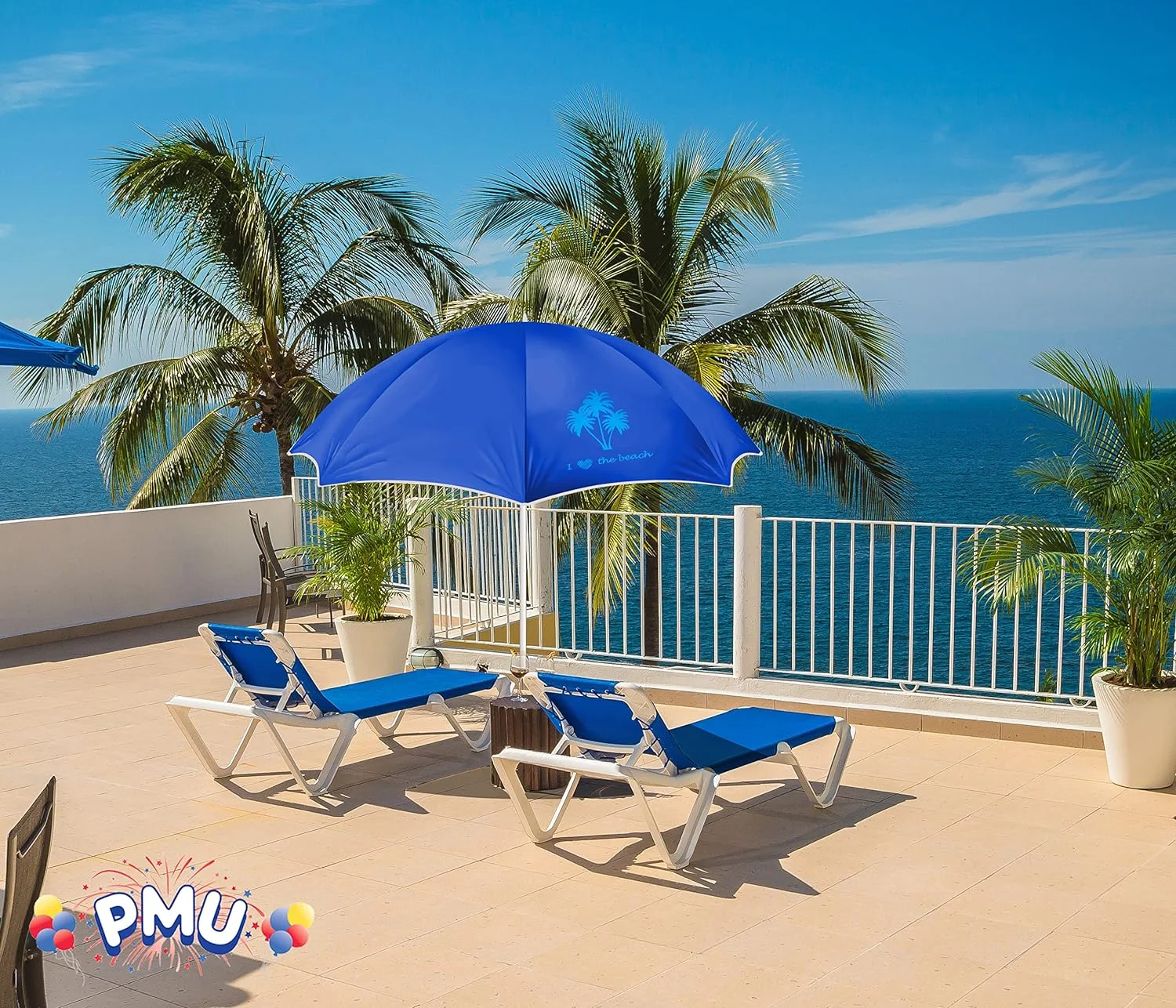 Multi Stripes With Multi-Color Beach Umbrellas