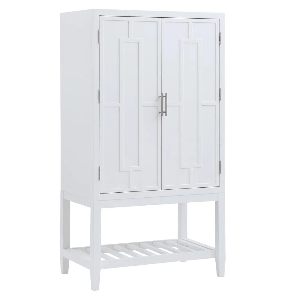 Milano 60-inch White Wood 2-door Modern Bar Cabinet with Pull-Out Tray