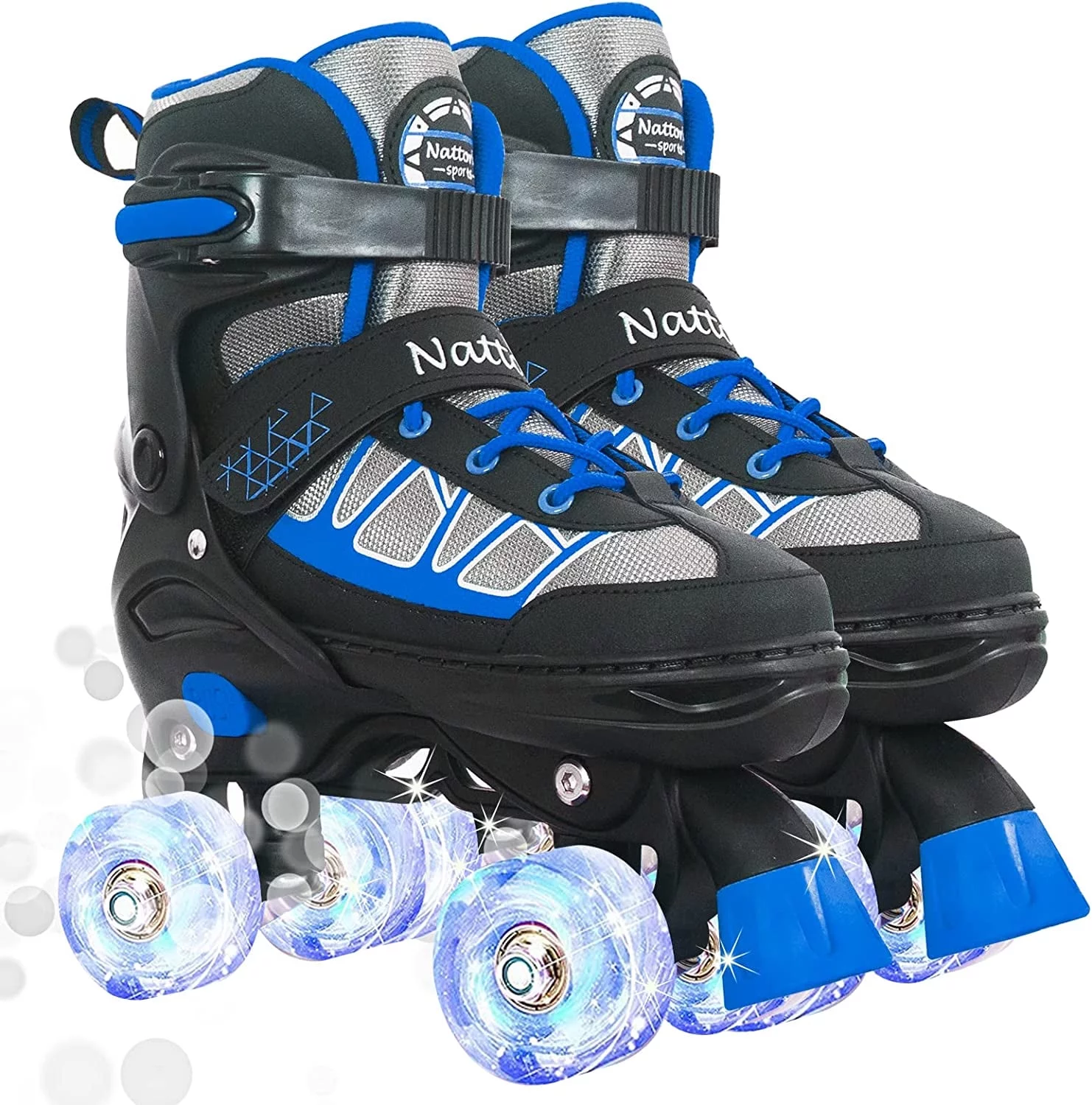 SubSun Kids Roller Skates for Boys and Girls 4 Size Adjustable Light Up Wheels Blue Size M