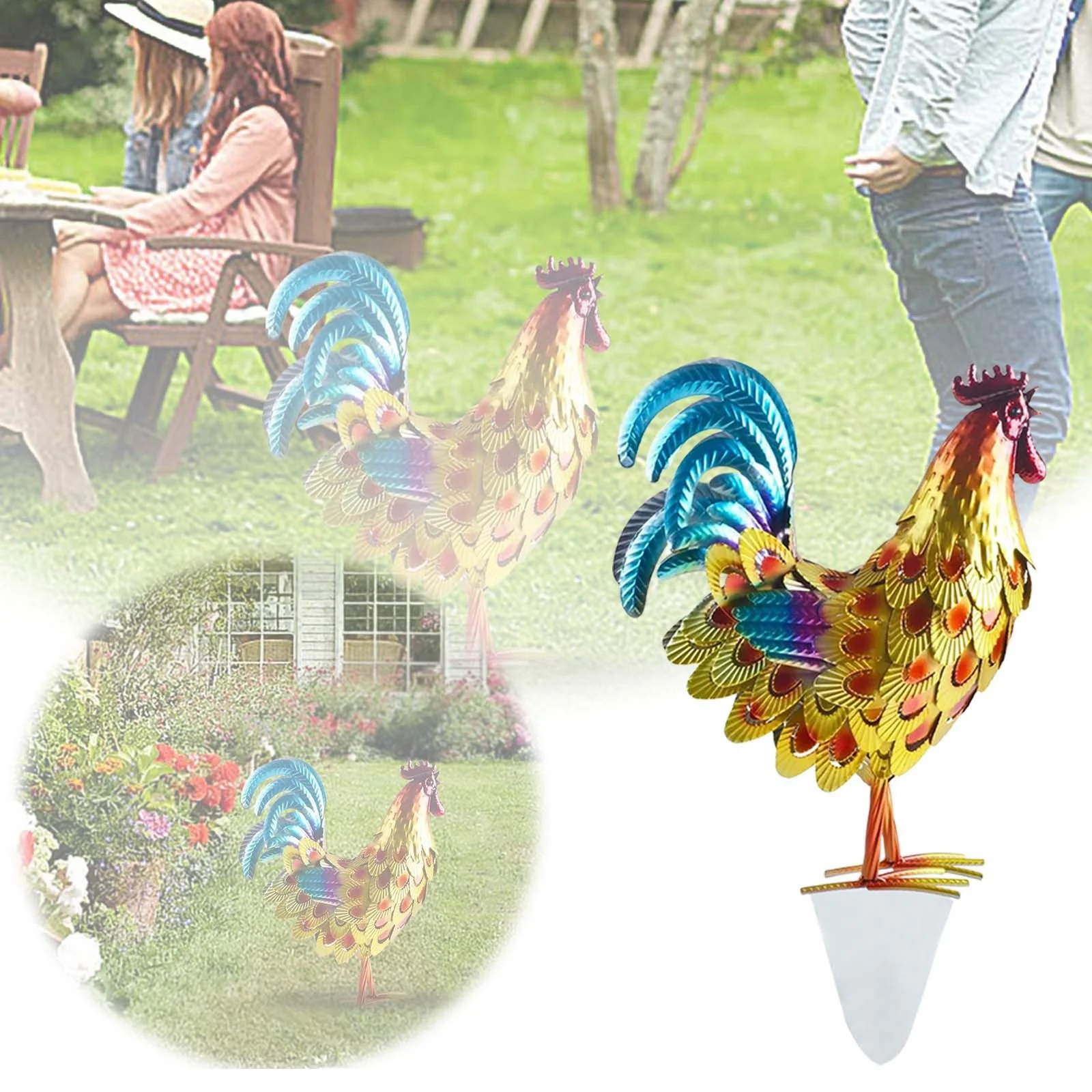 TIIFSWHS Outdoor Garden Courtyard Decoration Decoration Realistic Decoration Of Rooster Garden Statue Courtyard Chicken Garden Chicken Statue Outdoor Ground Lights for House Our