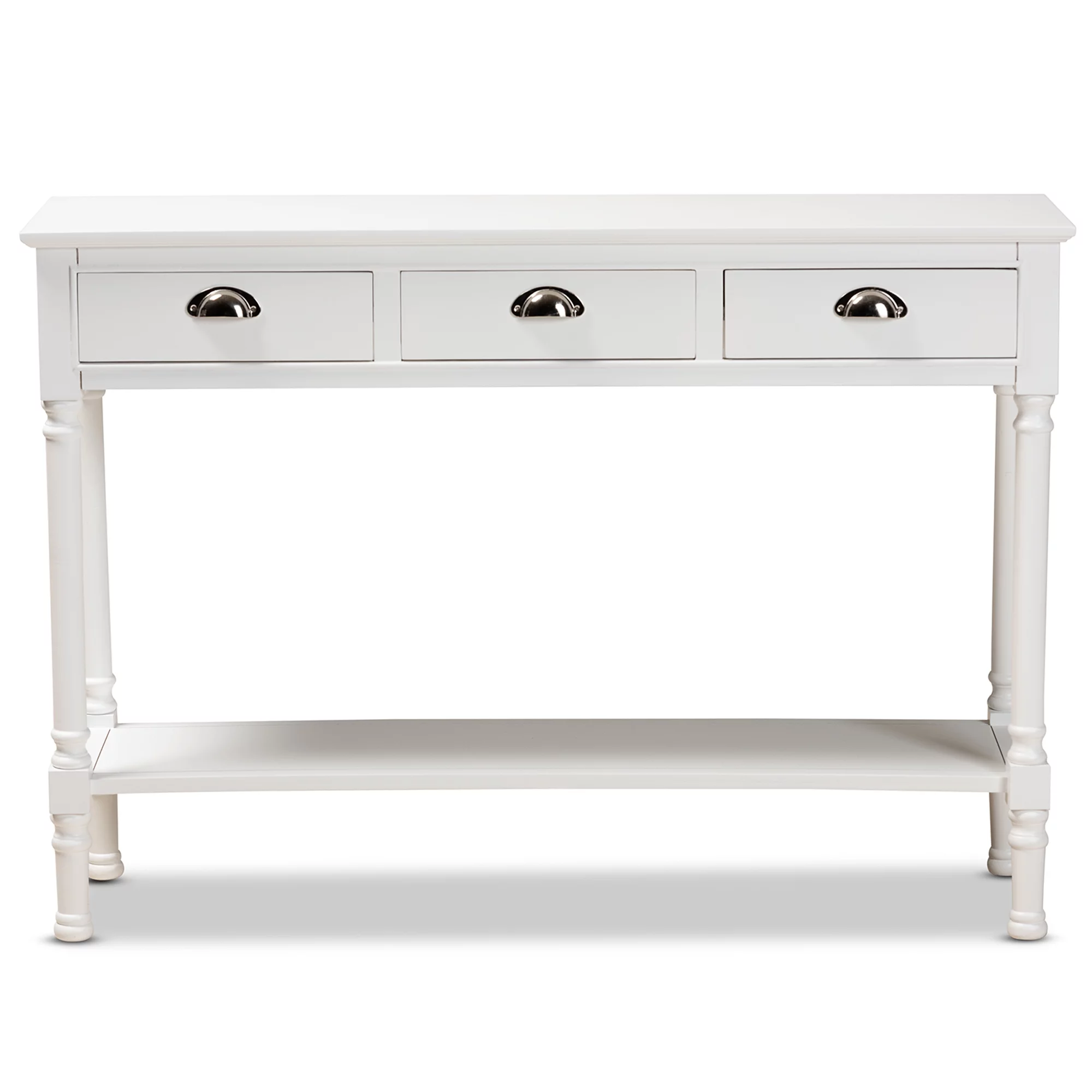 Baxton Studio Garvey Modern Metal Console Table, Drawer Included, White