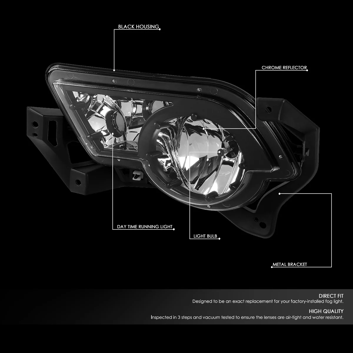 DNA Motoring FL-ZTL-321-CH-L For 2002 to 2006 Chevy Avalanche 1500 2500 Factory Style Crystal Lens Left/Driver Side Fog Light Lamp w/Body Cladding 03 04 05