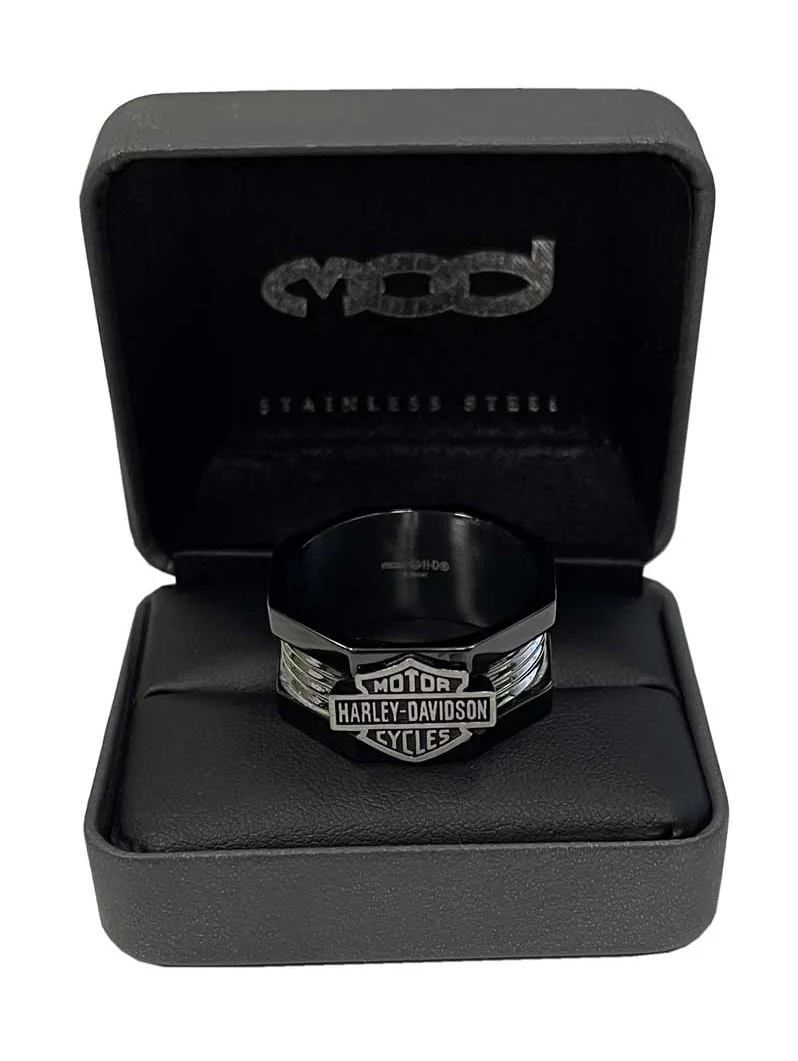Harley-Davidson Men's Nut & Bolt Bar & Shield Ring, Stainless Steel HSR0075 (11), Harley Davidson
