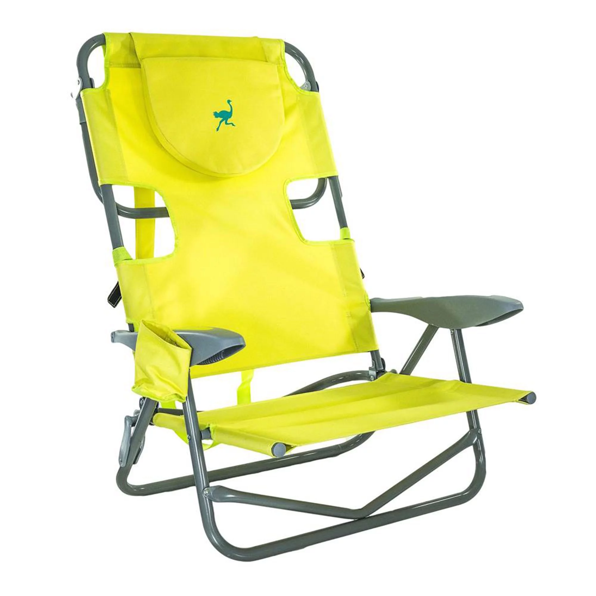 Ostrich On Your Back Reclining Chair & Chaise Folding Beach Lounger, Green