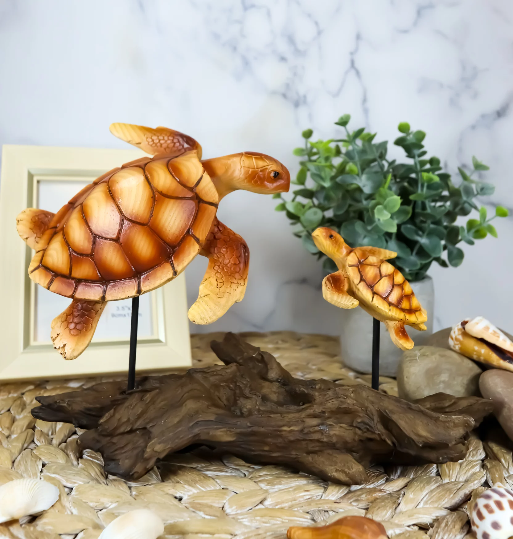 Ebros Under The Sea Mother & Baby Sea Turtle Family Statue 10
