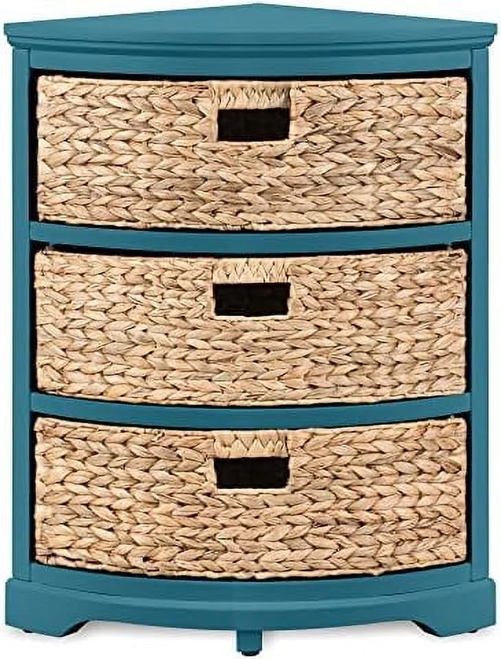 SQTRFCV Hampton Meadows 3 Tier X-Side End  Cabinet with 6 Wicker Baskets  Walnut