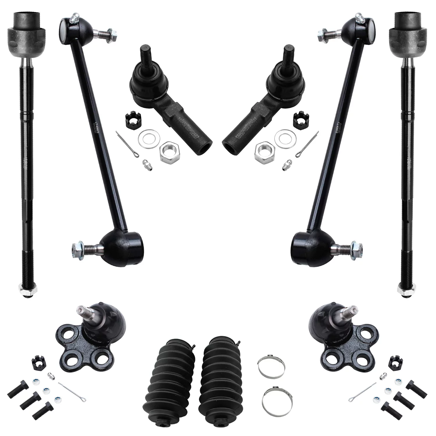 Detroit Axle - Front 10pc Suspension Kit for 1997-1999 Cadillac DeVille, 97-02 Eldorado, 97 Seville, Tie Rod Ends Lower Ball Joints Sway Bars Boots 1998 1999 2000 2001 2002 Replacement
