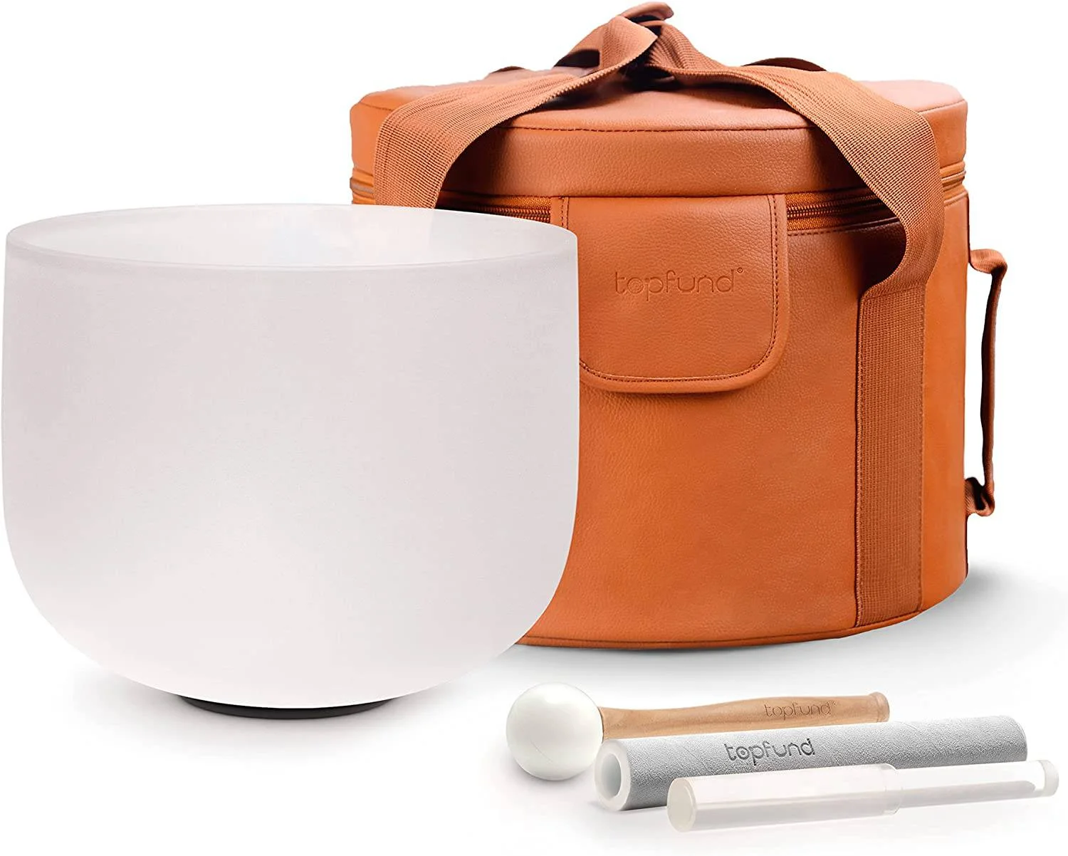 TOPFUND B Note Crown Chakra 8 inch Crystal Singing Bowl with Heavy Duty Carryng Case and Suede Stick