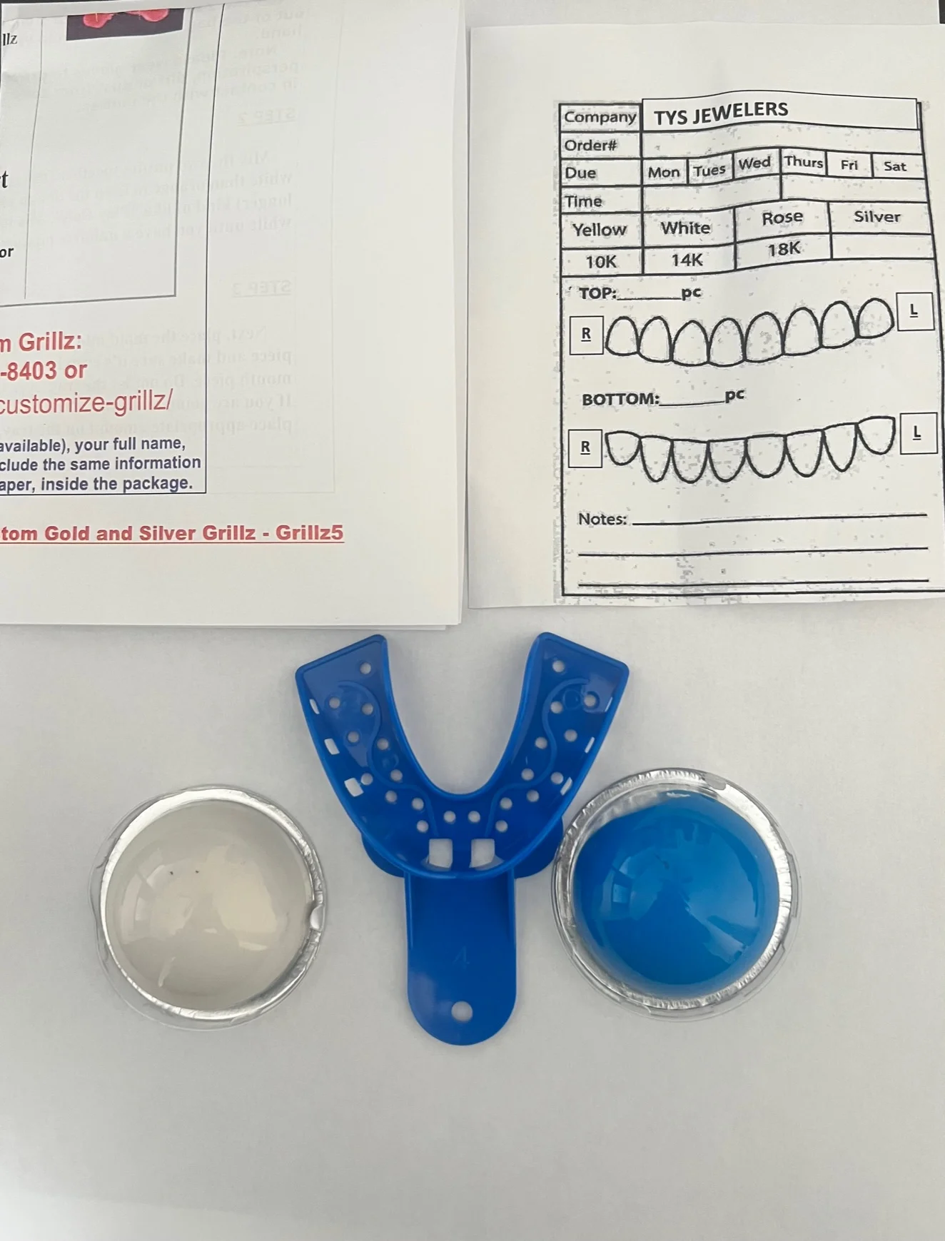 Custom Grillz Mold Kit - Teeth Dental Impression Kit w/Putty Bottom Only