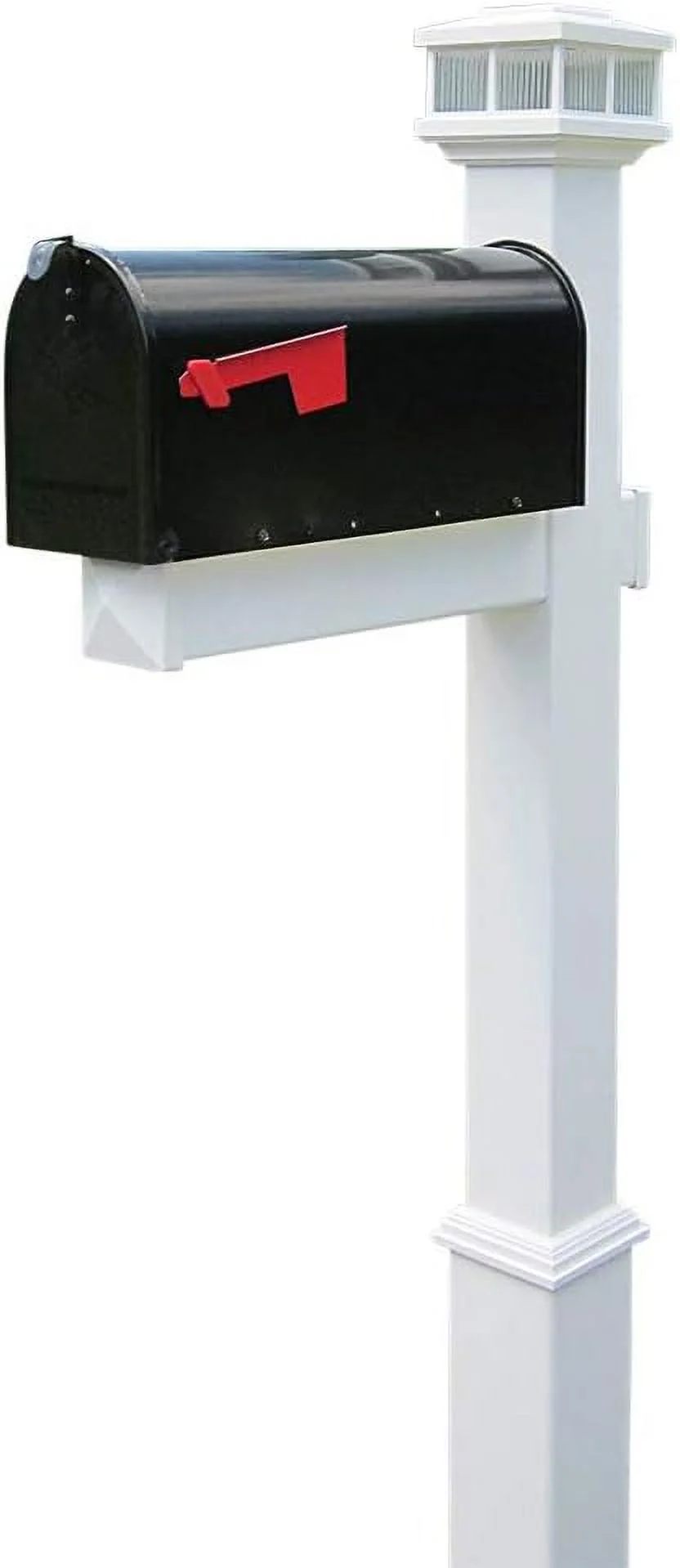 The Cambridge Solar Light Vinyl/PVC Mailbox Post - White (Includes Mailbox)