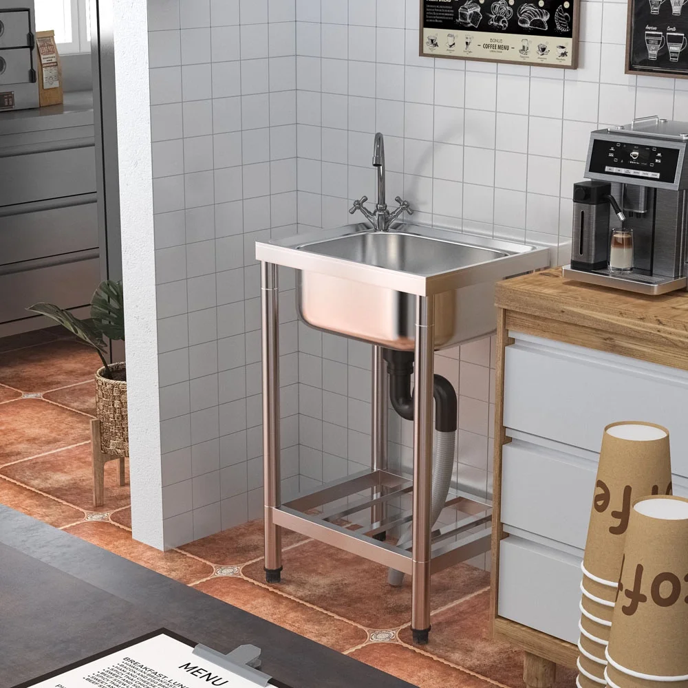 Nanyi Stainless Steel Utility Sink Free Standing Single Bowl Commercial Kitchen Sink