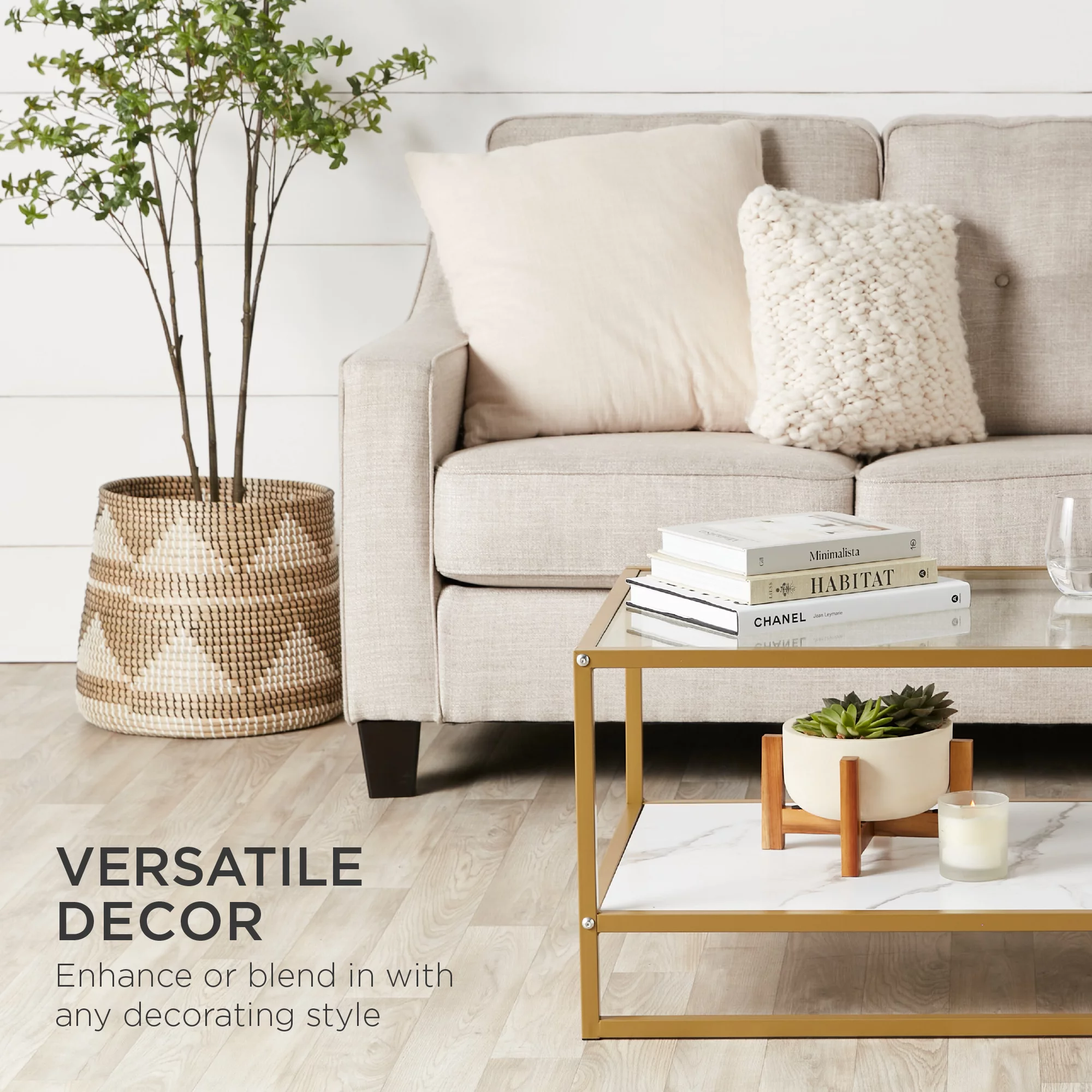 Best Choice Products 44in 2-Tier Rectangular Coffee Table, 2-in-1 Accent Furniture w/ Faux Marble Top - Gold