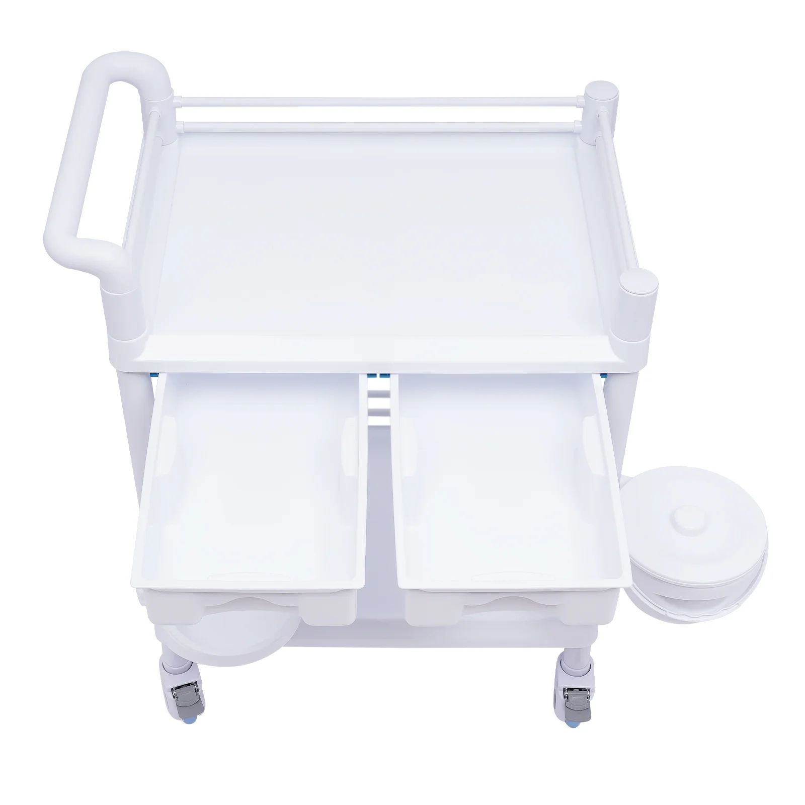 Aiqidi 2 Tier Utility Cart Salon Spa Beauty Trolley Cart Heavy Duty Mobile Rolling Medical Trolley Dental Lab Serving Cart White