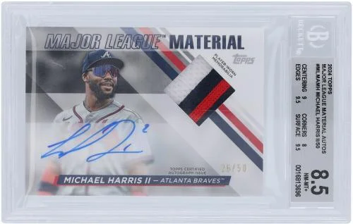 Michael Harris Jr. Atlanta Braves Autographed 2024 Topps Series One 3 Color Relic #MLMA-MH #206/50 BGS Authenticated 8.5 Card - 9,8,9.5,9.5 Subgrades - Fanatics Authentic Certified