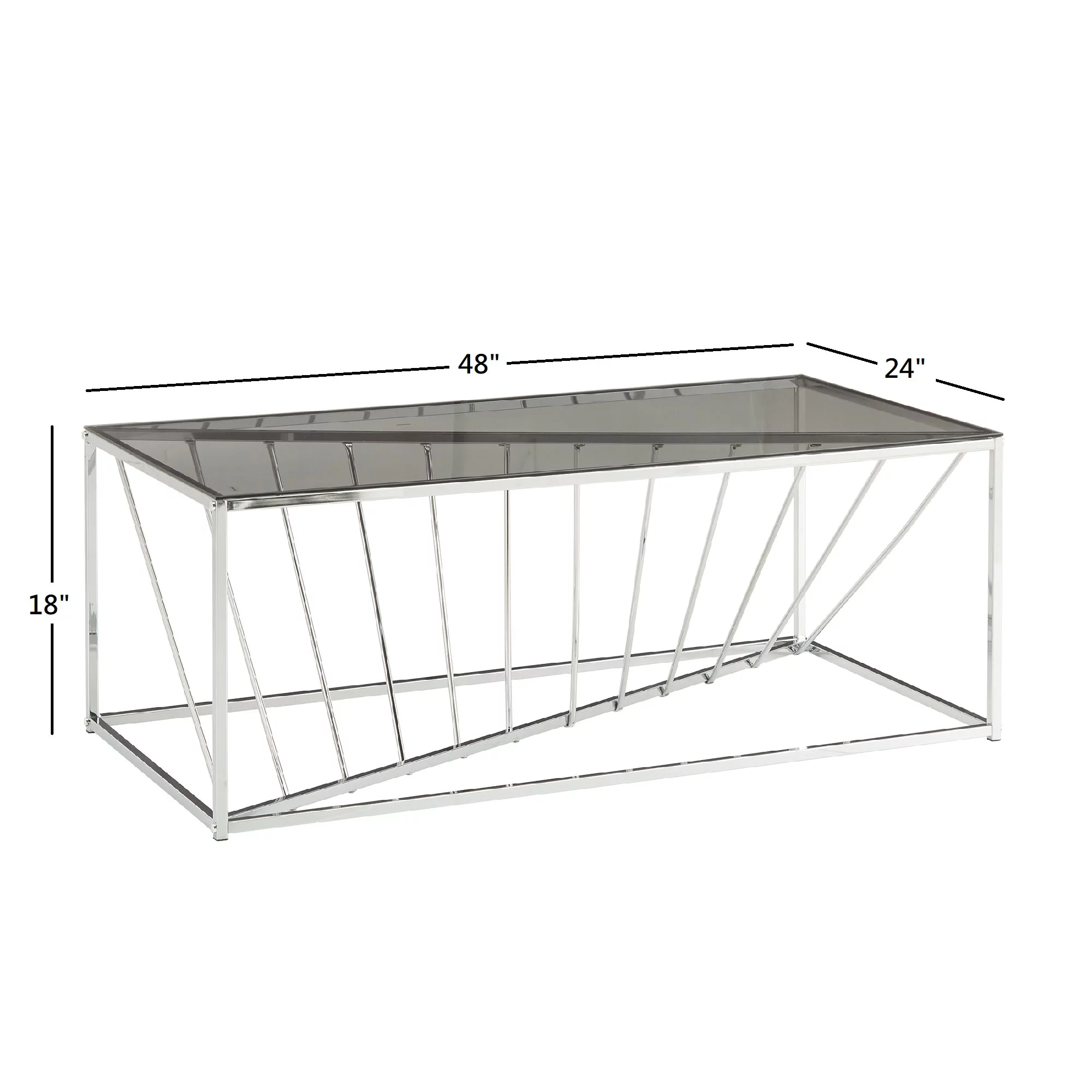 Weston Home Anna Rectangular Metal and Glass Top Coffee Table, Champagne Gold