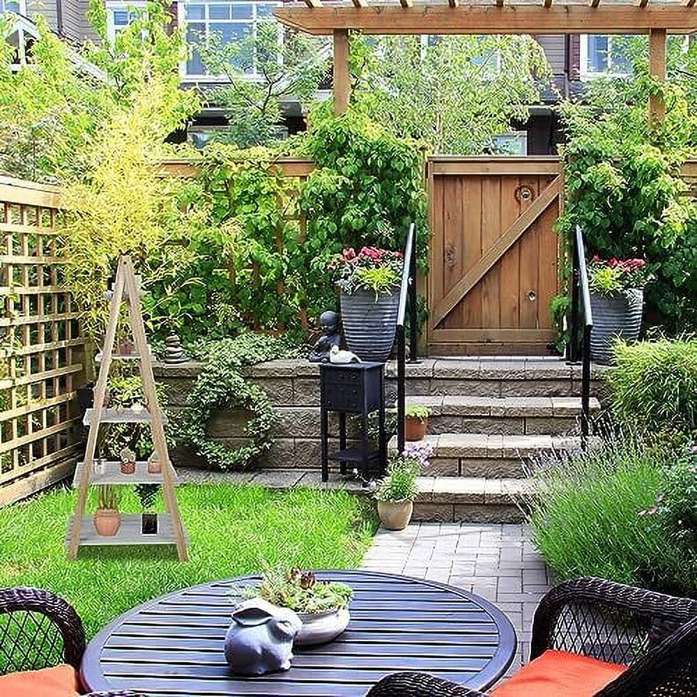 HVSDIMO NO  TAG 3 Tier Ladder   Wood -Shaped Bookshelves Ladder Bookcase Decorative Leaning Ladder   Plant Display   Rack for Living Room  Home  Office  Kitchen  Bedroom  Balcony