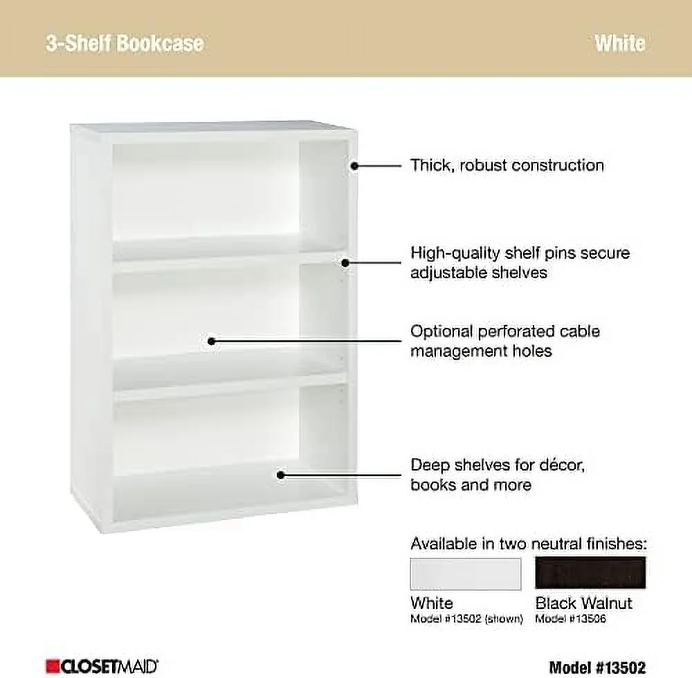 TJUNBOLIFE Bookshelf with 6  Tiers  Adjustable Shelves  Tall Bookcase Hutch  Sturdy Wood With Closed Back Panel  White Finish